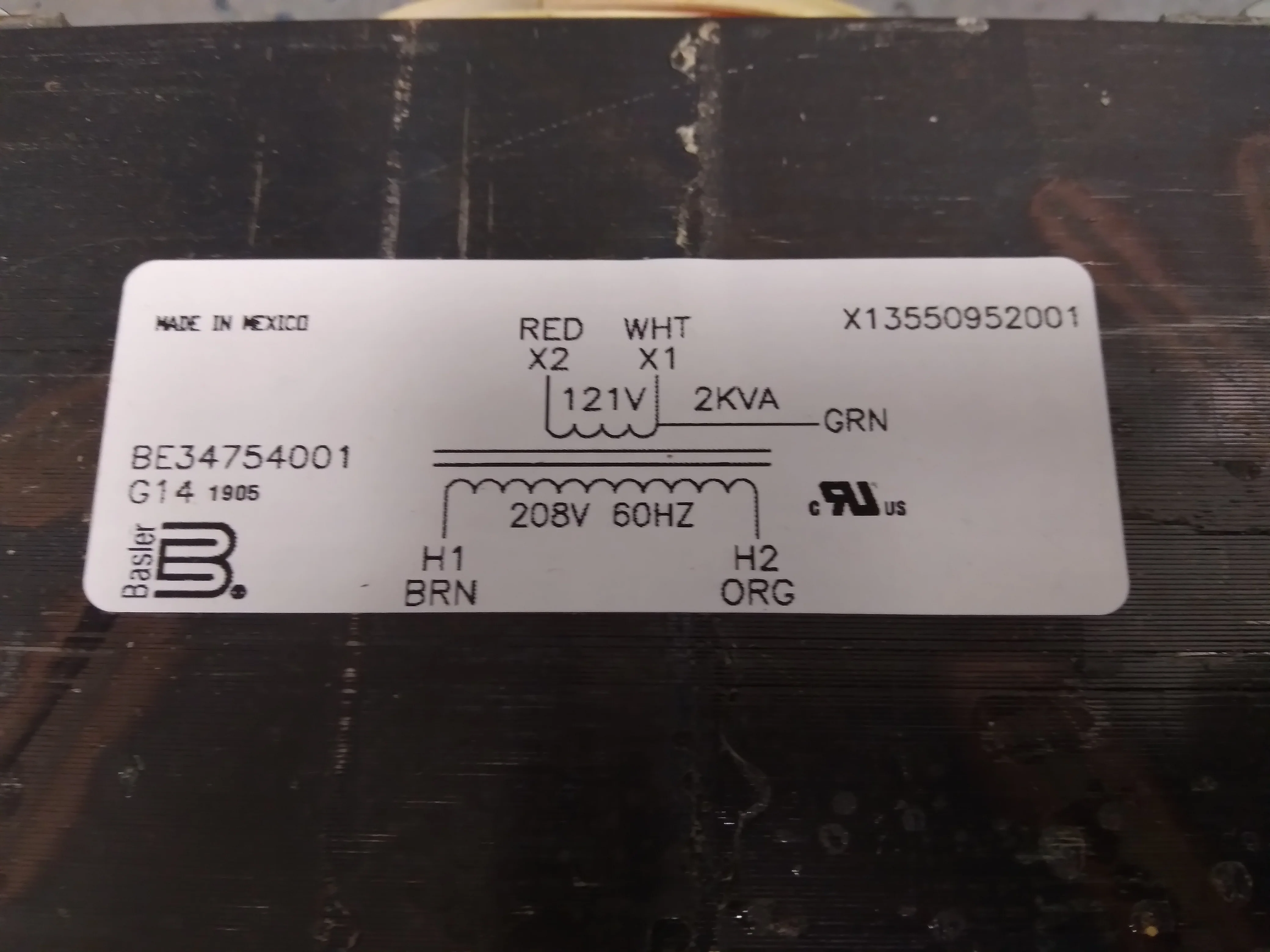 2000 VA Transformer, 208 Primary and 121 Secondary, 60 Hertz - Image 4