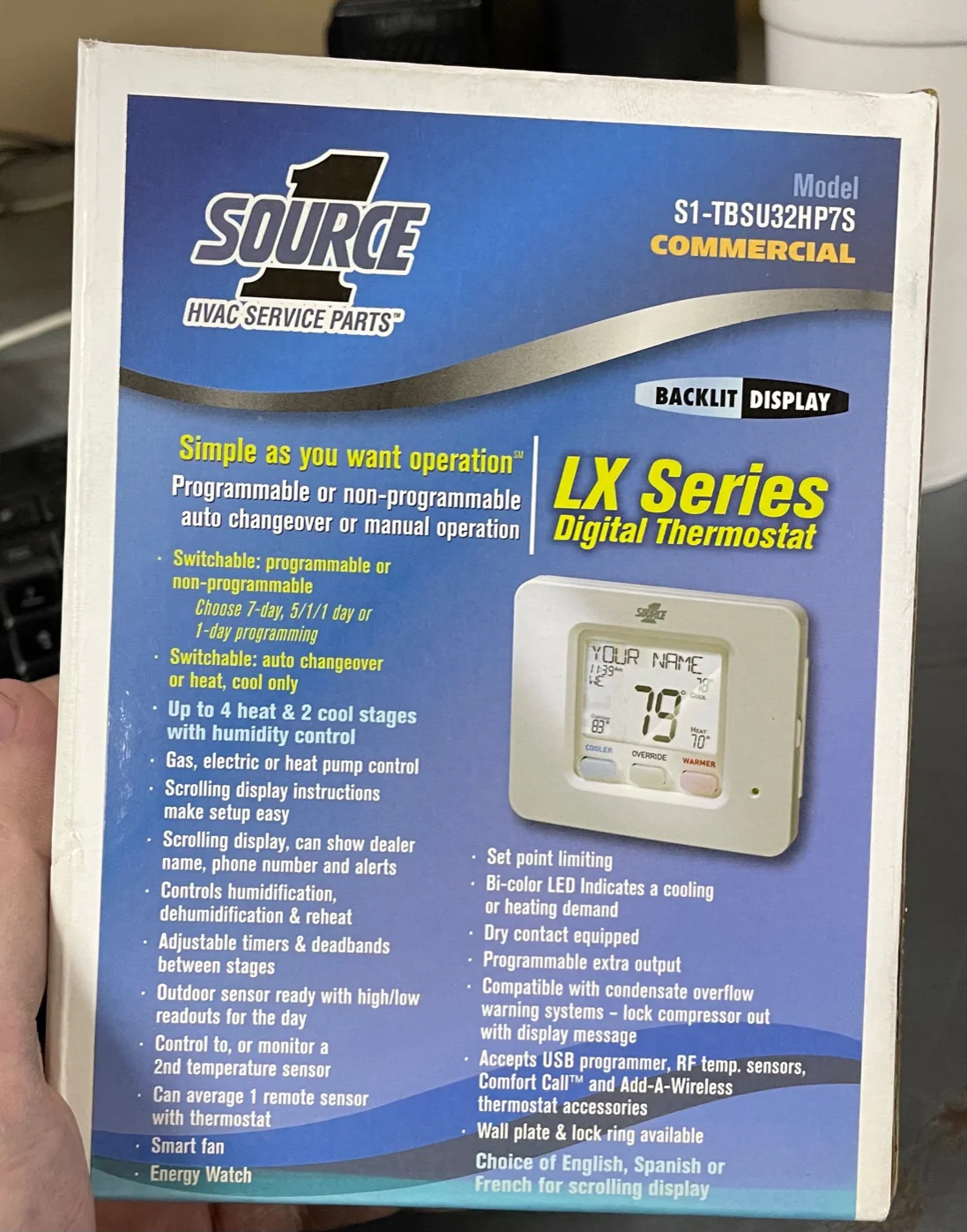 24 VAC LX Series 4 Heat/2 Cool Heat/Cool/Heat Pump Commercial Digital Thermostat w/Humidity Control - Image 3