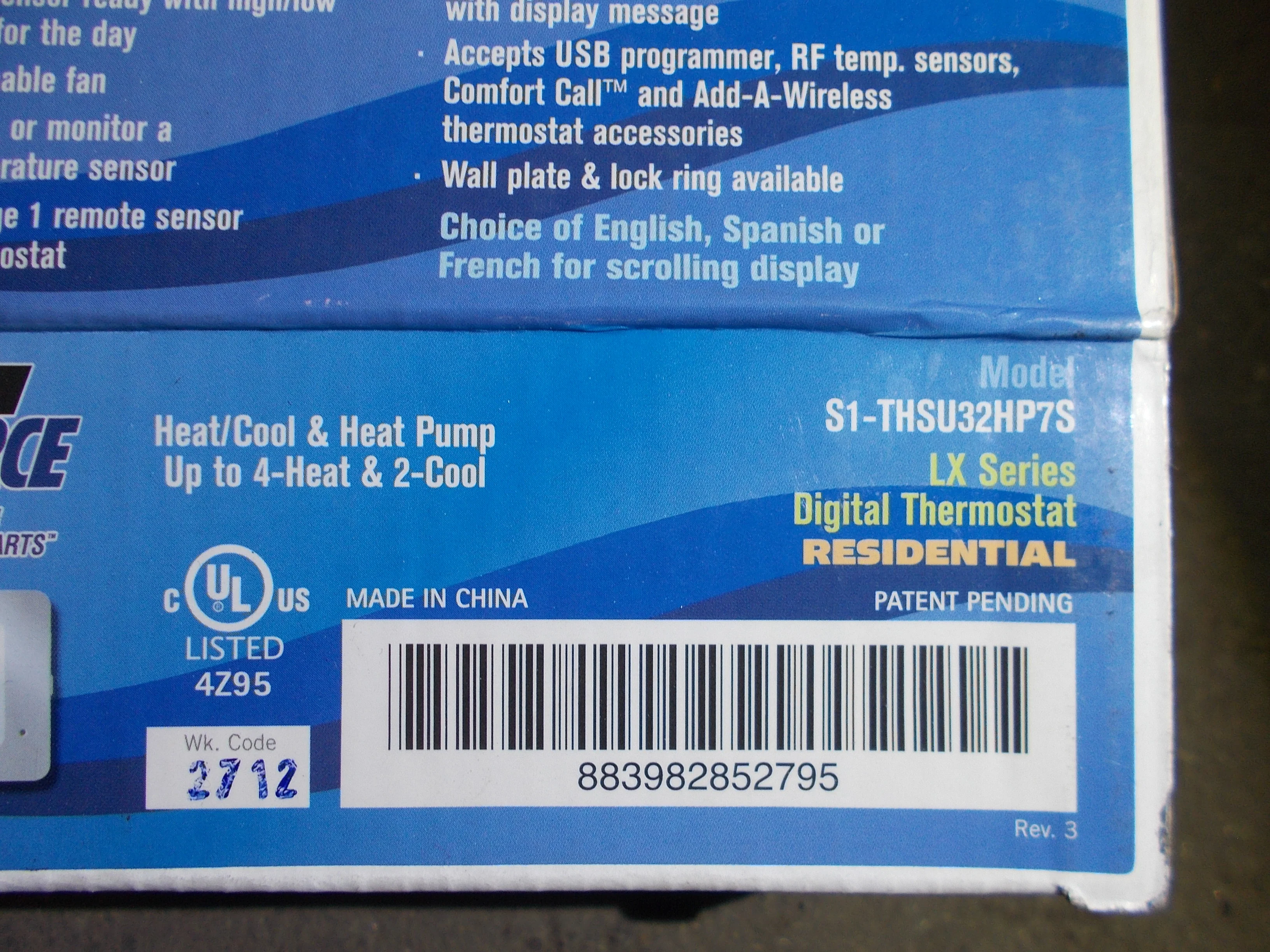24 VAC LX Series 4 Heat/2 Cool Heat/Cool/Heat Pump Residential Digital Thermostat - Image 4