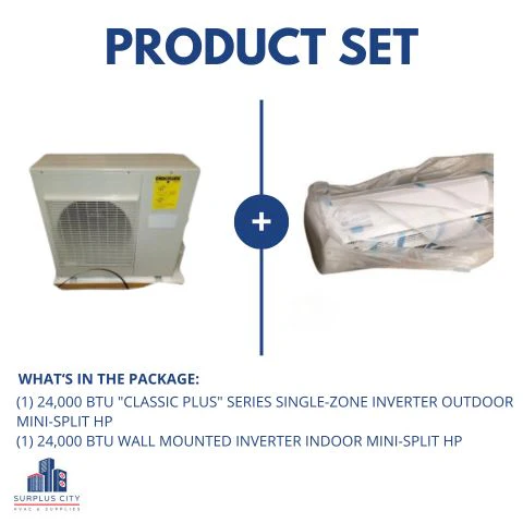 24,000 BTU "Classic Plus" Series Single-Zone Inverter Mini-Split Heat Pump Set, 208-230/60/1 R-410A