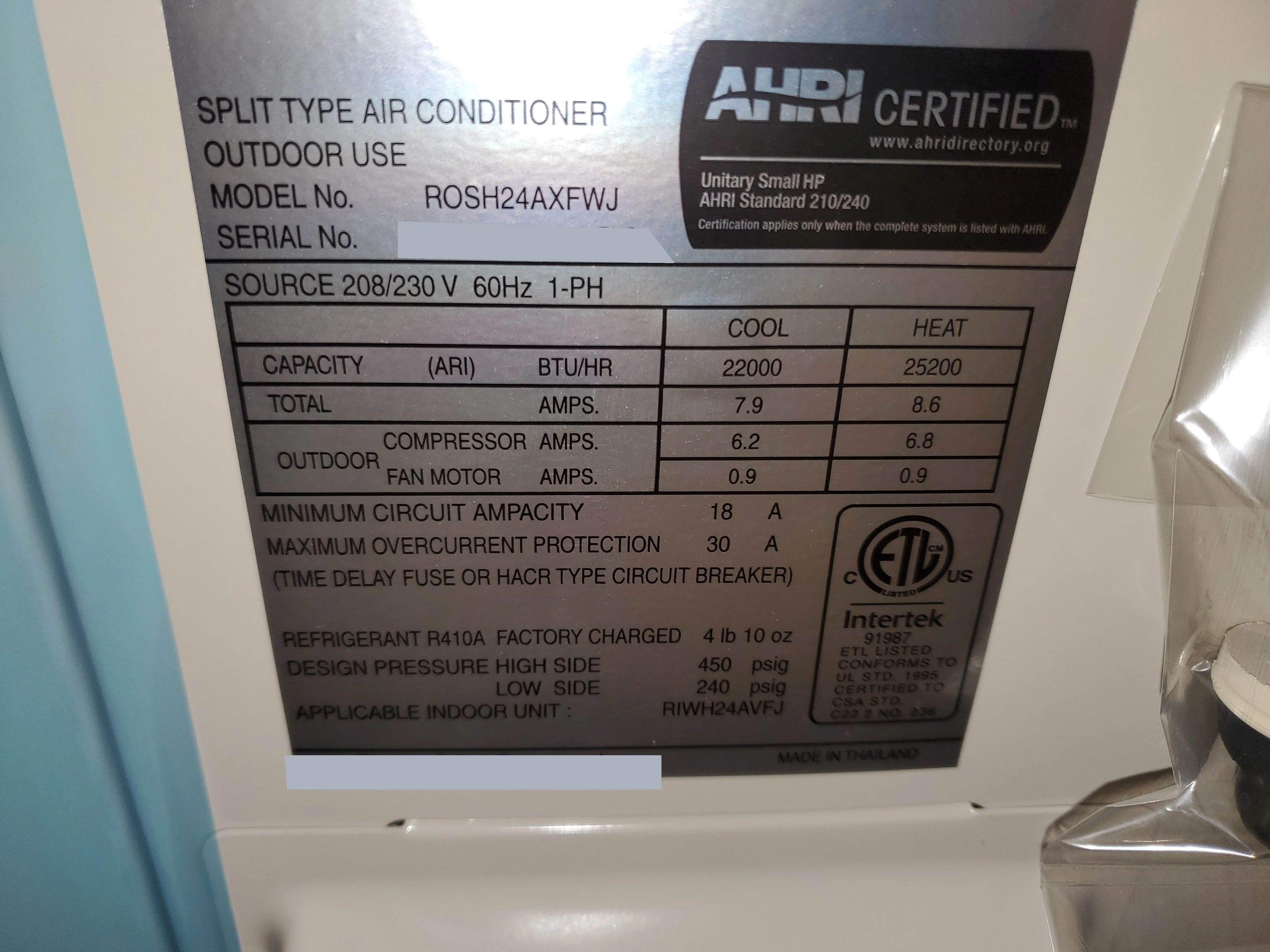 24,000 BTU "Classic Plus" Series Single-Zone Inverter Outdoor Mini-Split Heat Pump Unit, - Image 6