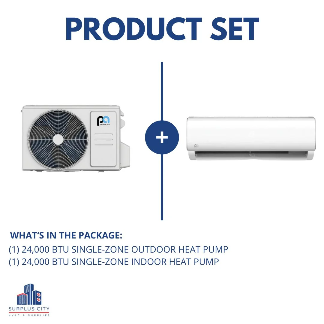 24,000 BTU Single-Zone Heat Pump Mini Split Set, 16.5 SEER 208-230/60/1 R410A