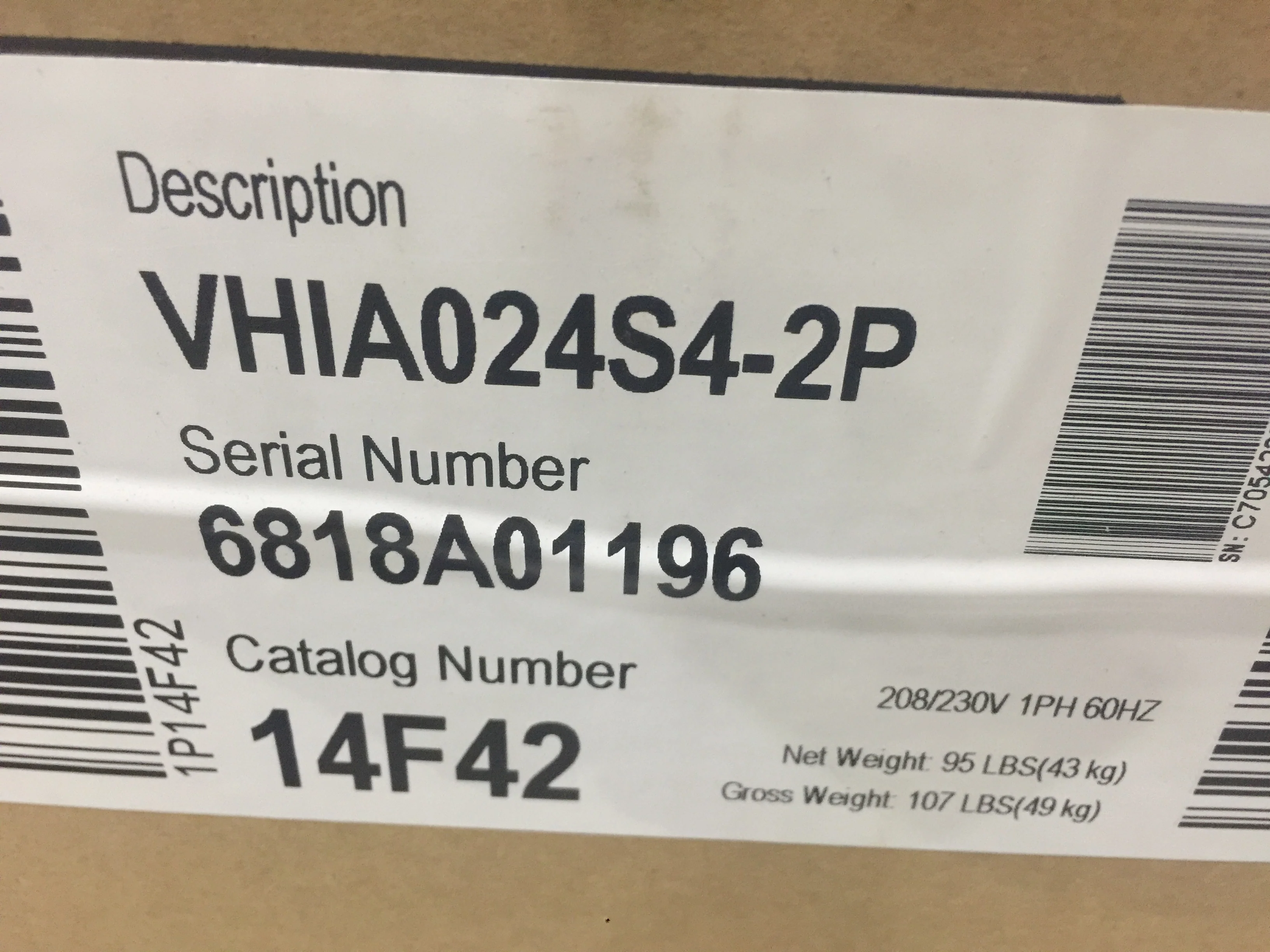 24,000 BTU Single-Zone High Static Ducted Indoor Heat Pump Unit, Seer 13, 208-230/60/1, R-410A - Image 10