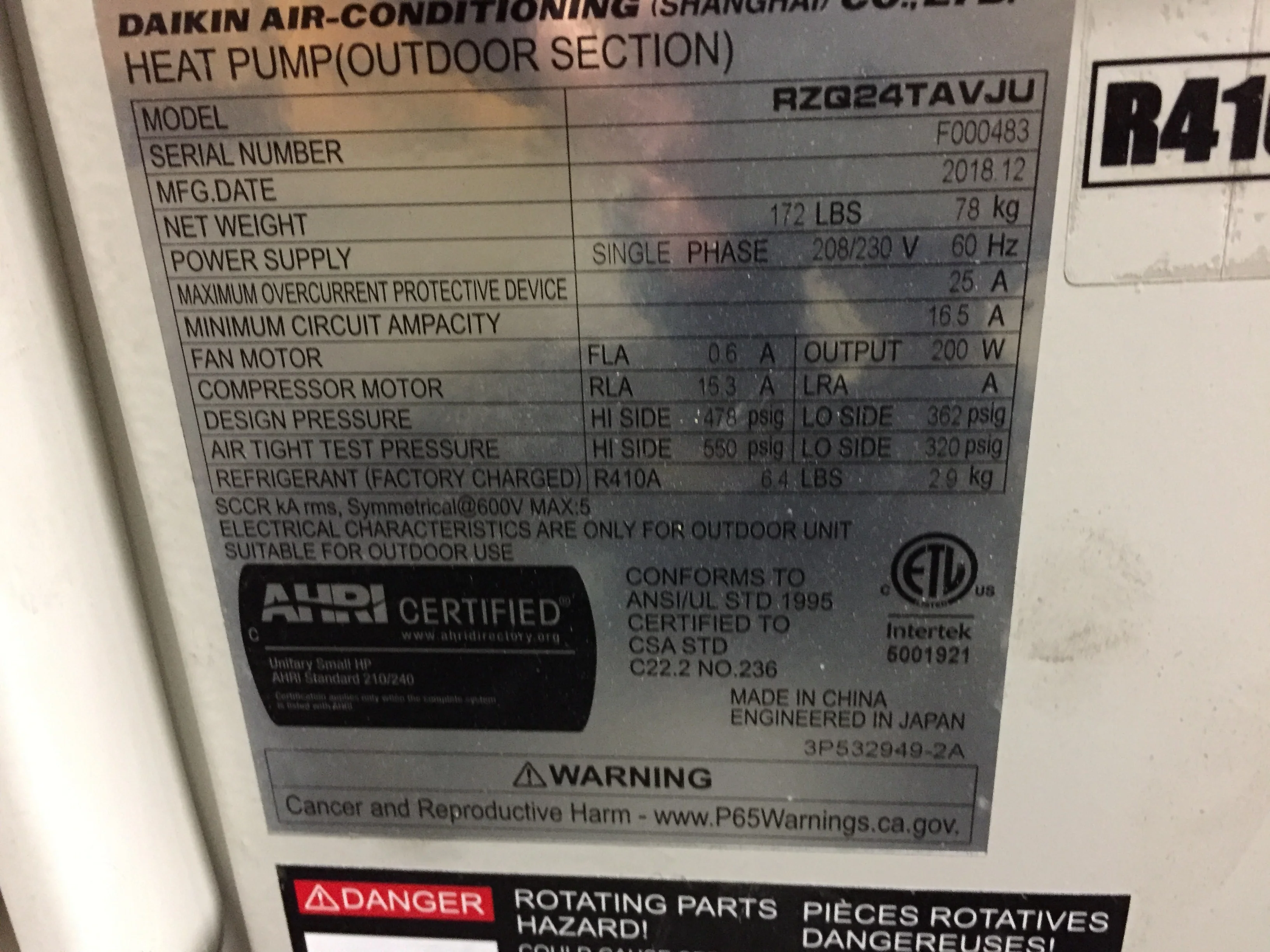 24,000Btu Inverter Outdoor Mini Split Heat Pump 208-230/60/1 R410A - Image 4