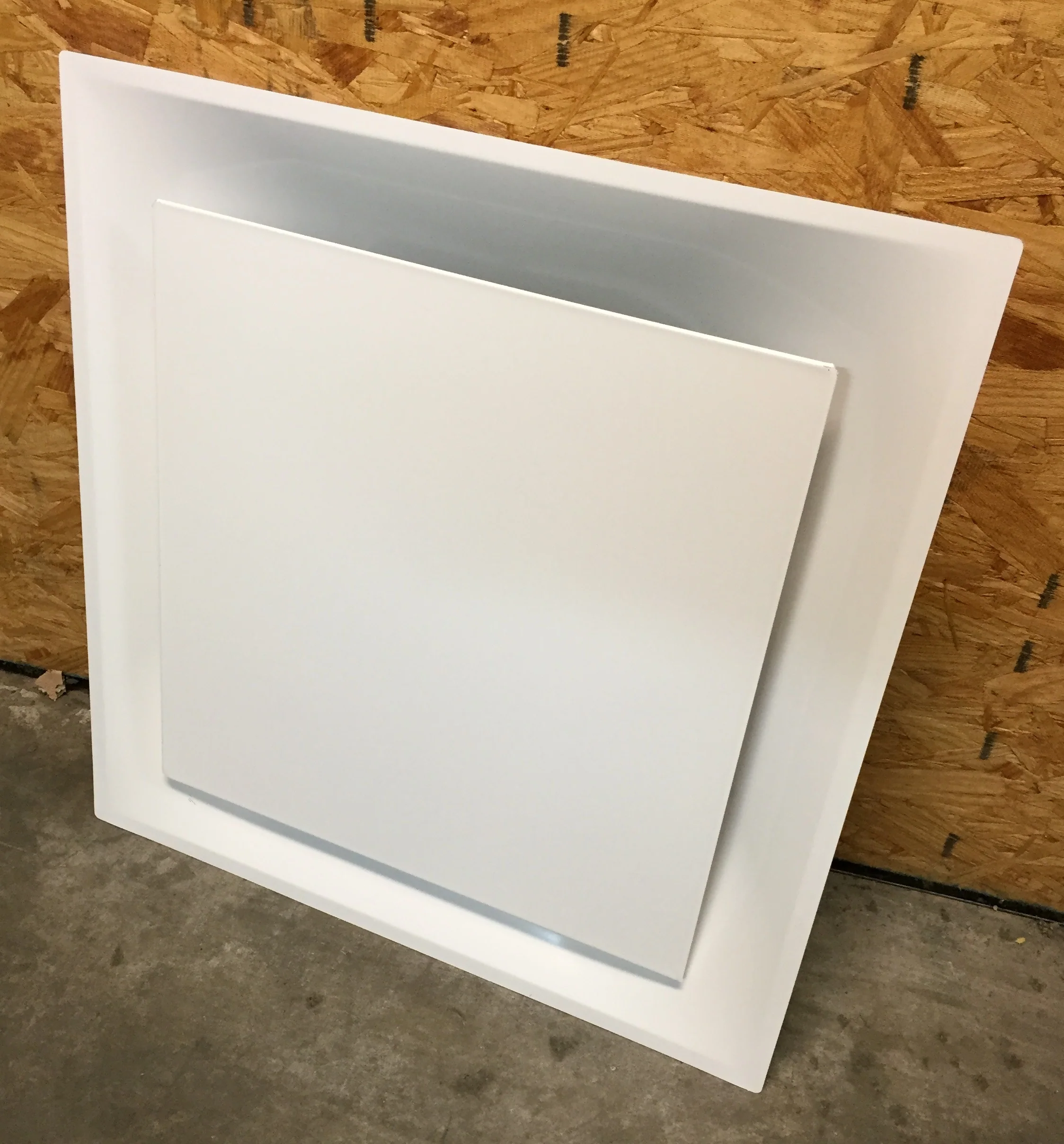 24x24x14 T1100 Ceiling Diffuser, Square, Architectural Plaque, Steel, Painted white (WH) finish, 14" neck - Image 5