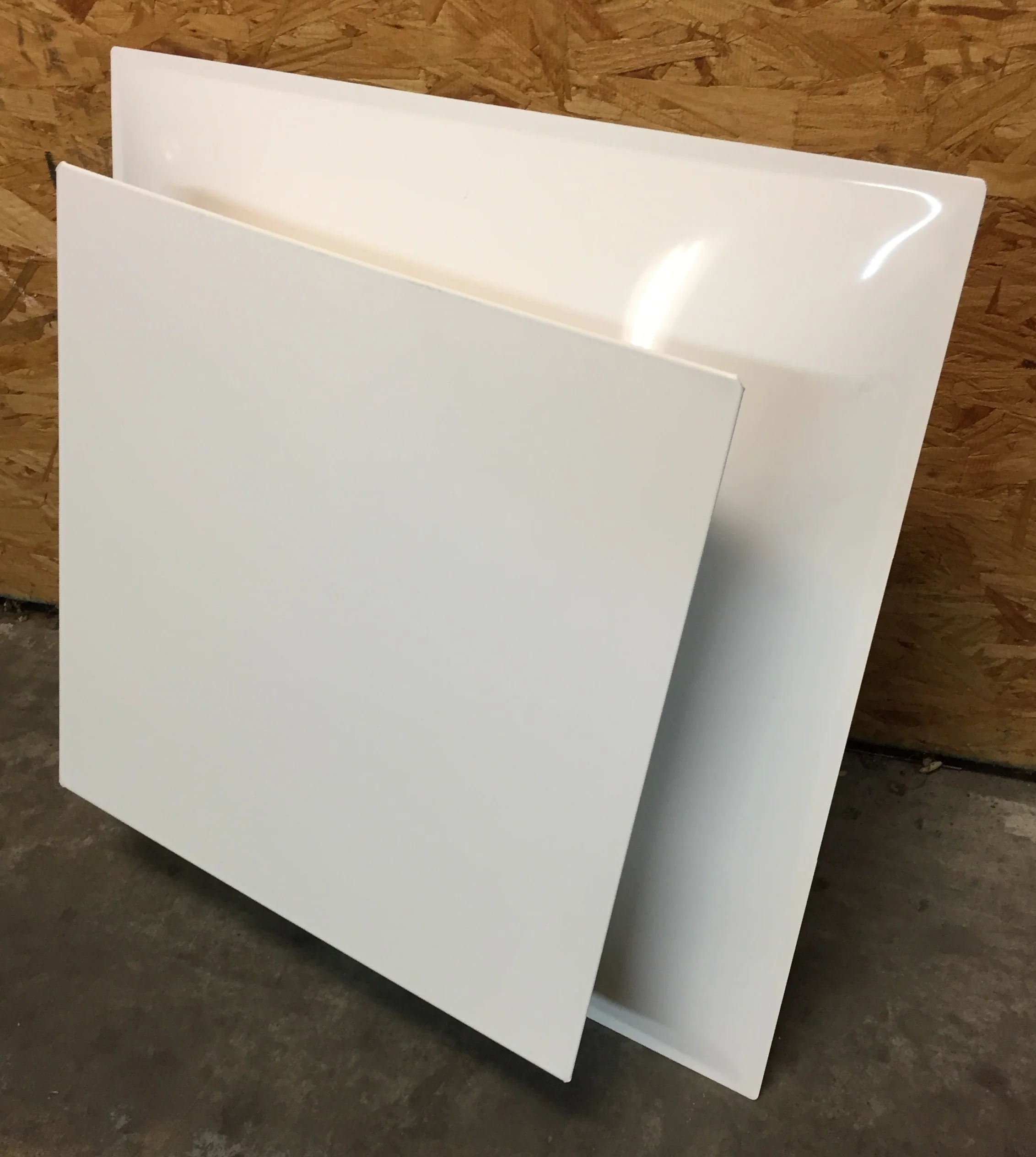 24x24x15 T1100 Ceiling Diffuser, Square, Architectural Plaque, Steel, Painted white (WH) finish, 15" neck **sold as 2 pack**