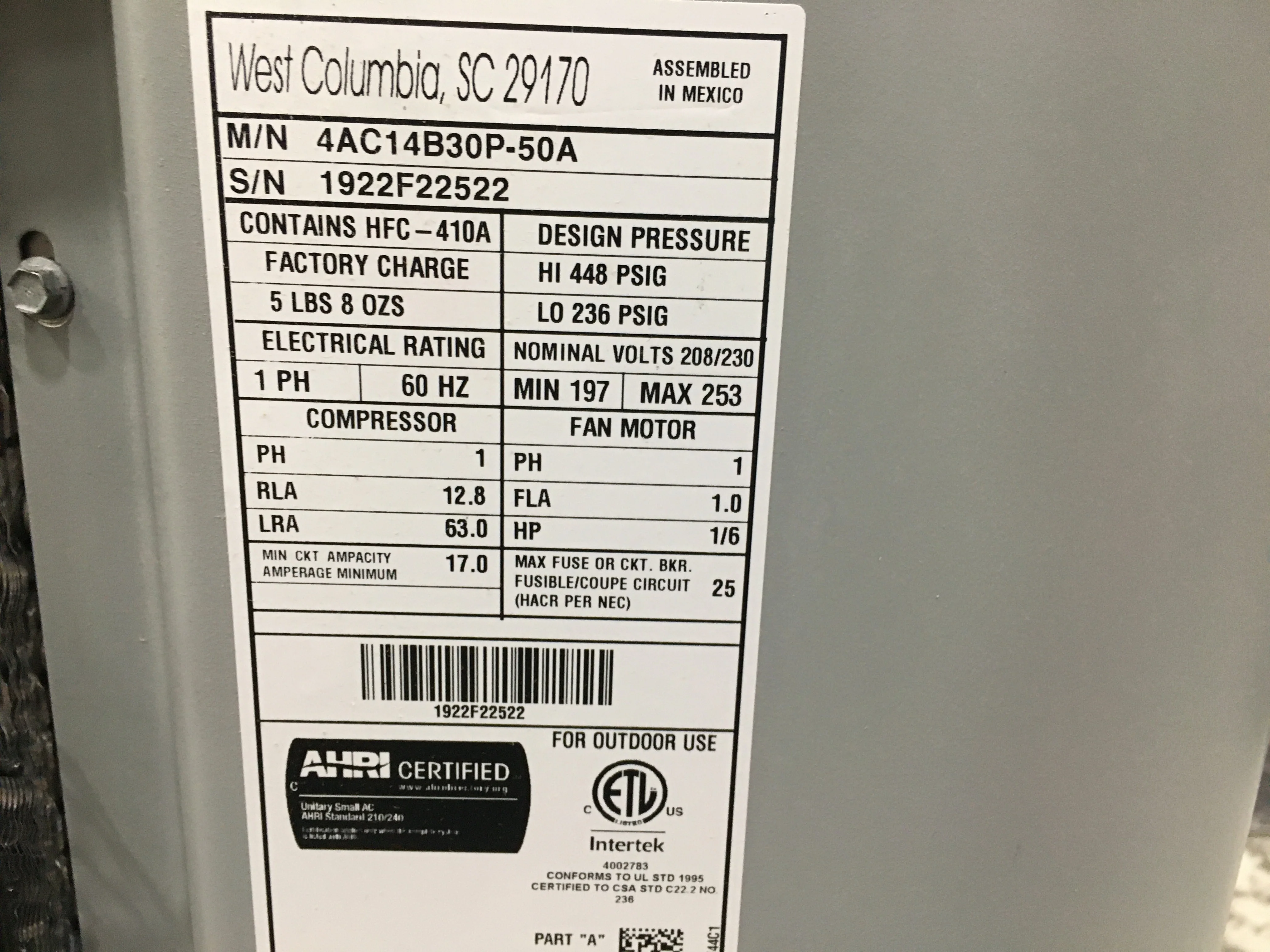2.5 TON SPLIT SYSTEM AIR CONDITIONER 208-230/60/1 R-410A 14 SEER - Image 6