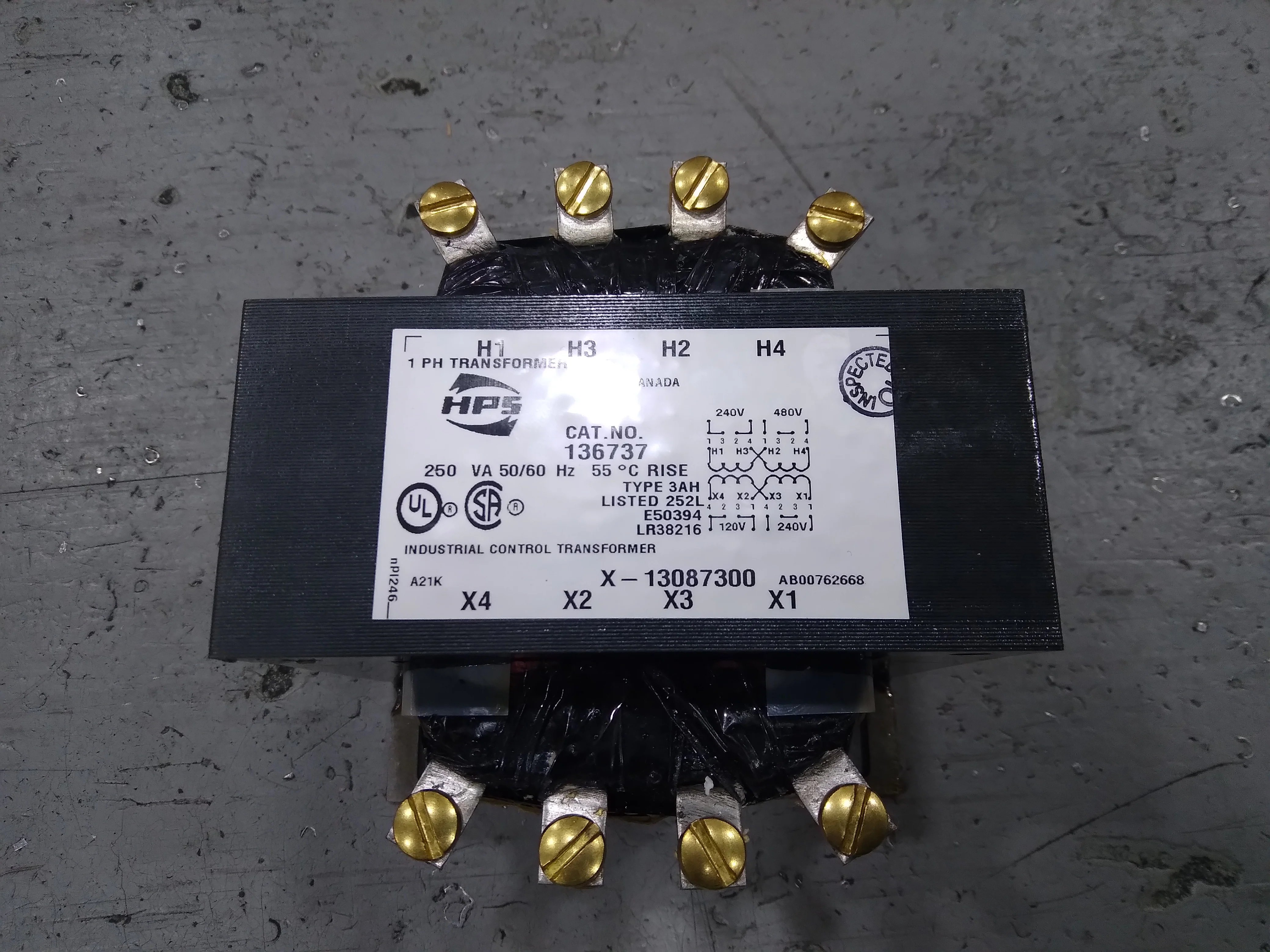 250 VA Transformer Primary Voltage:240/480 Secondary:120/240, 50/60 Hertz - Image 2