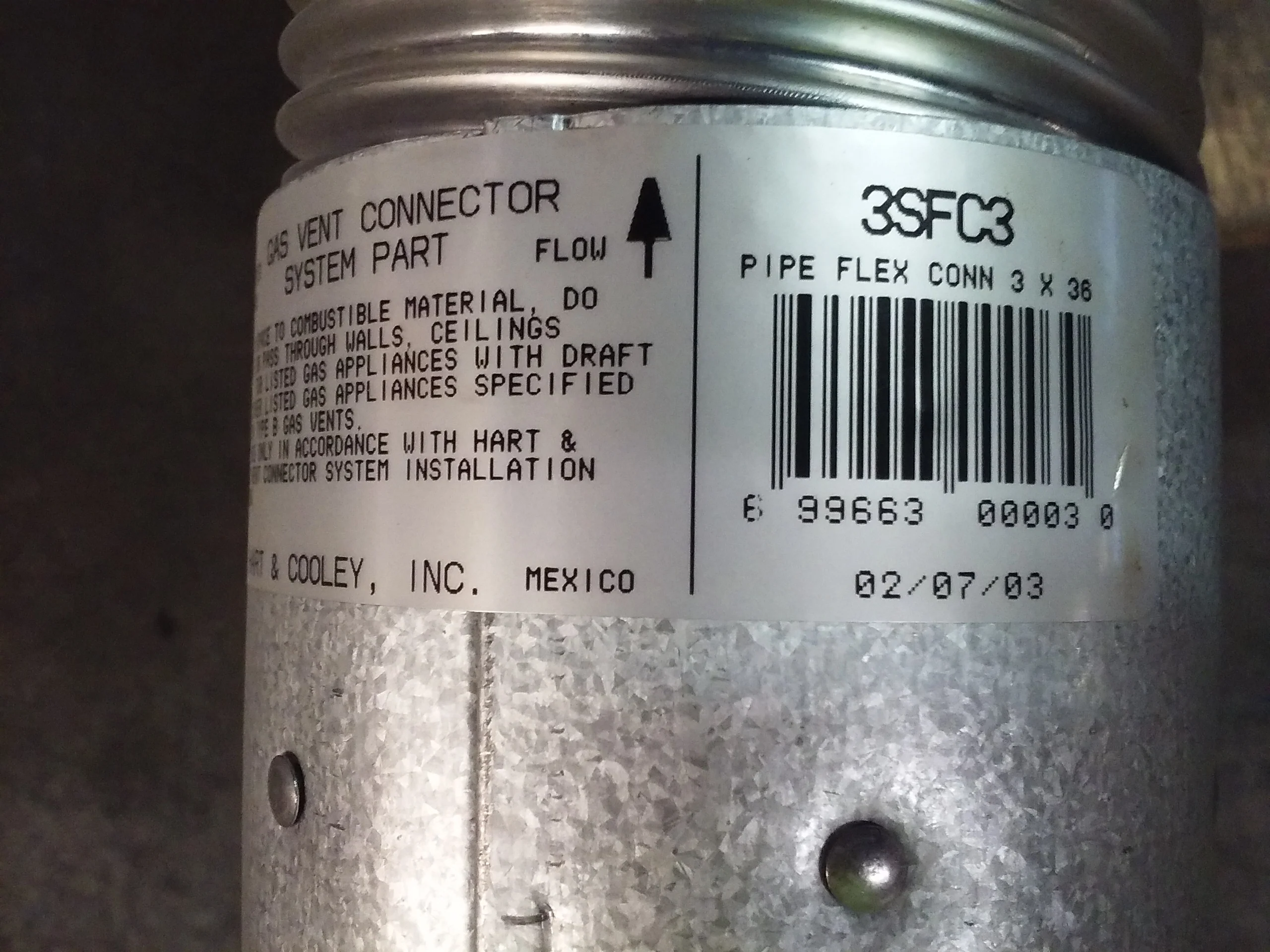 3 x 36" B-Vent Gas Singlewall Connector" - Image 4
