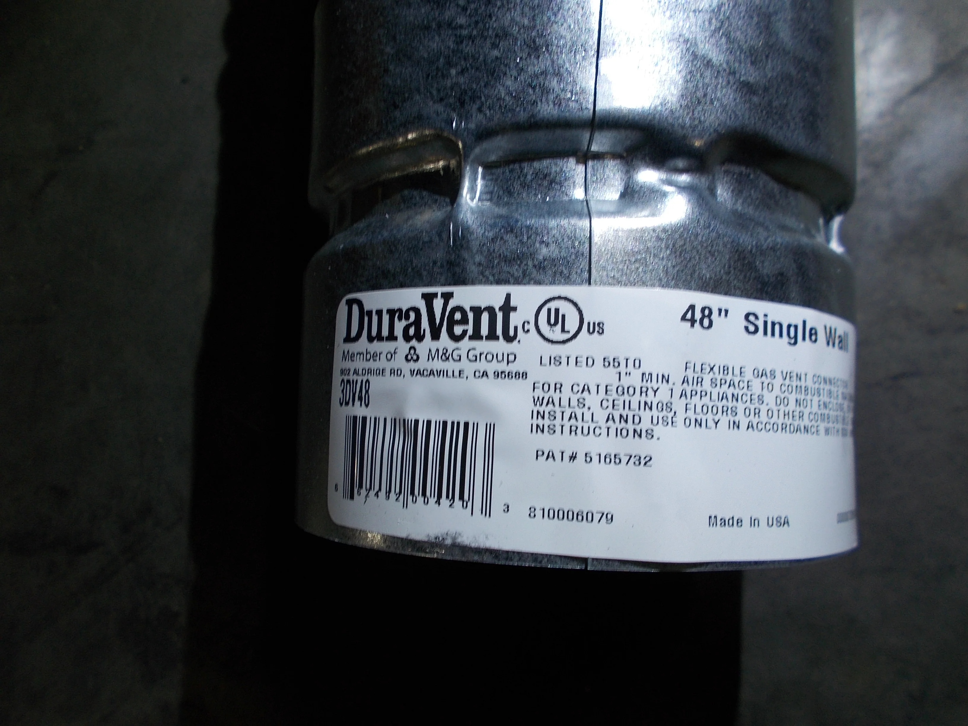 3" X 48" TYPE B GAS VENT SINGLE WALL CONNECTOR PIPE - Image 3
