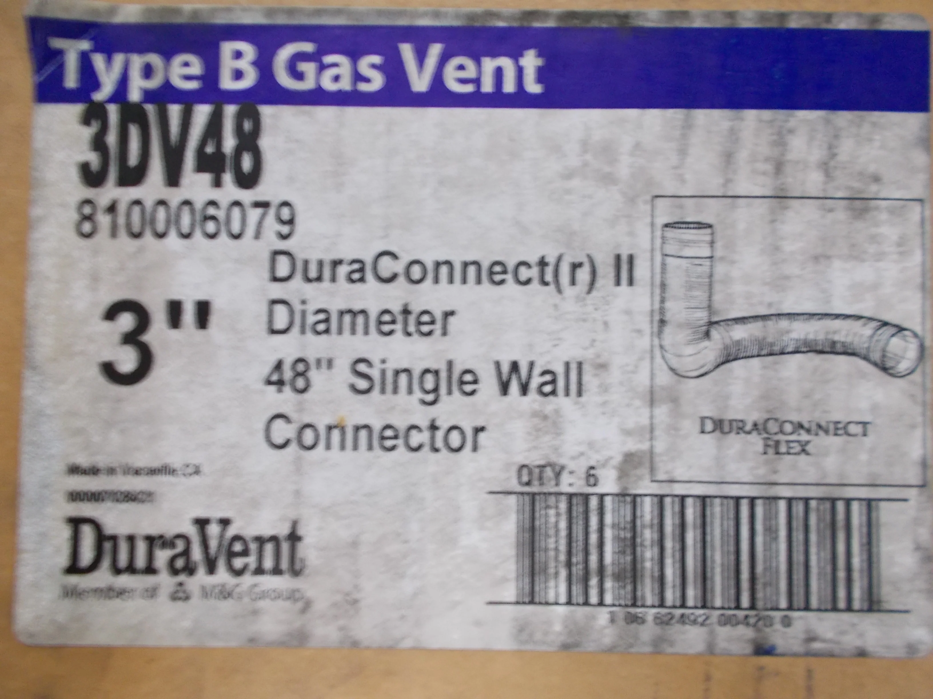 3" X 48" TYPE B GAS VENT SINGLE WALL CONNECTOR PIPE - Image 4