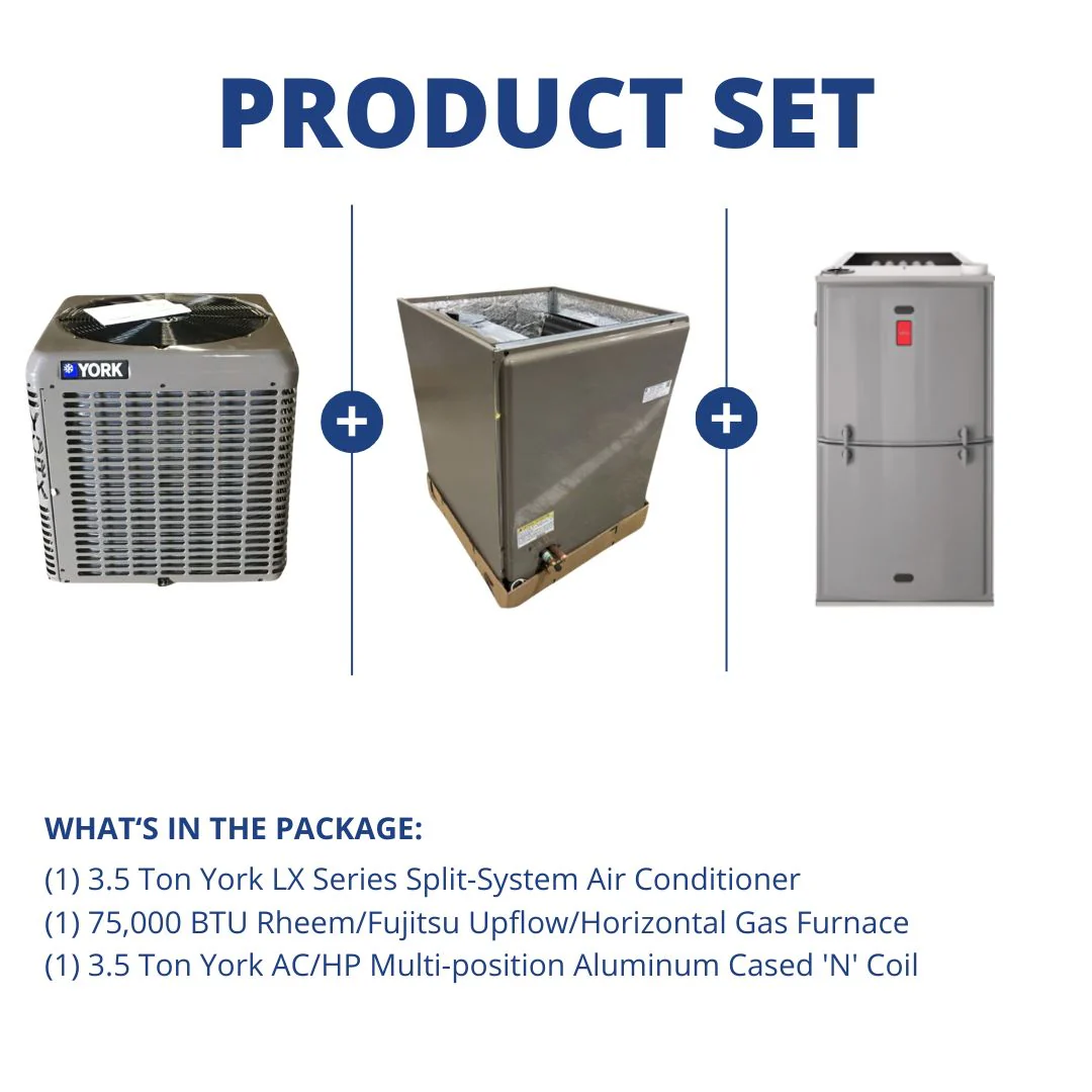 3.5 Ton 13 Seer R410a AC and 75,000 BTU Up/Hrz 80% Furnace and 3.5 Ton Cased Evap Coil