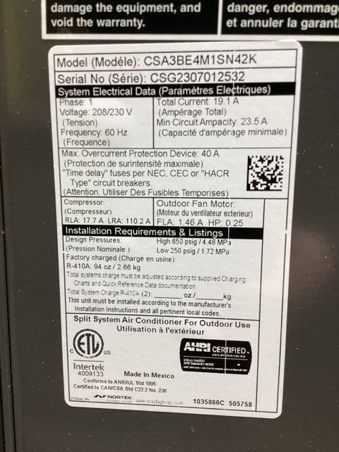 3.5 Ton Single Stage Split-System Air Conditioner; 208-230/60/1, R-410A, 14.3 SEER2 - Image 3