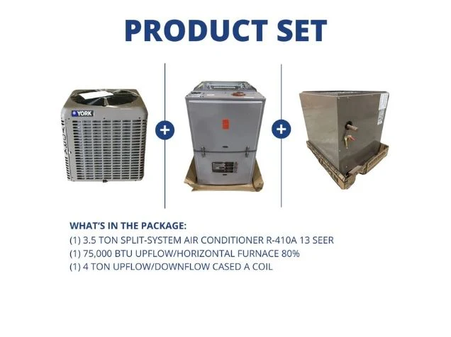3.5 Ton SS AC R-410A 13 SEER and 75,000 BTU Up/Horz Furnace 80% and 4 Ton Up/Down Cased A Coil