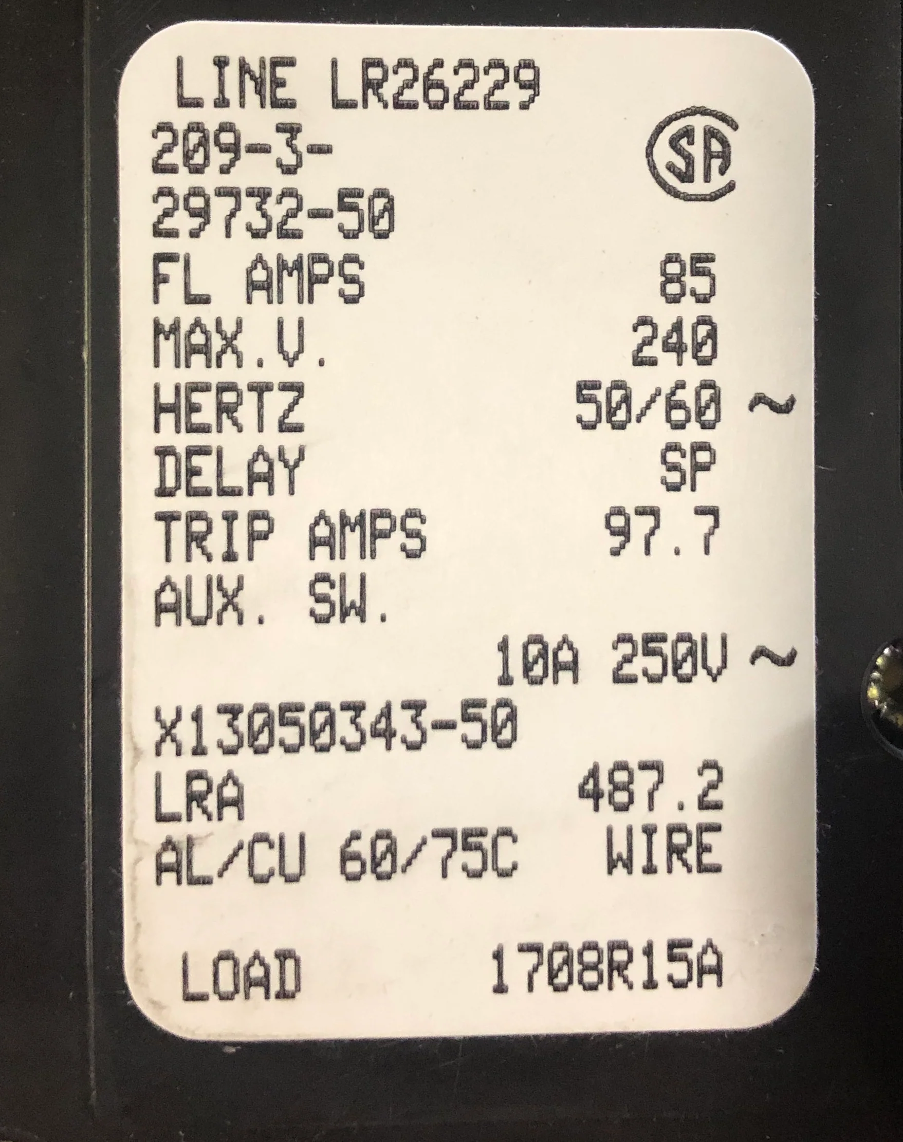 3 Pole 85 A 209 Multi-Pole Series Hyd Mag Cir Brkr Protector/For Manual Controller Applications - Image 3