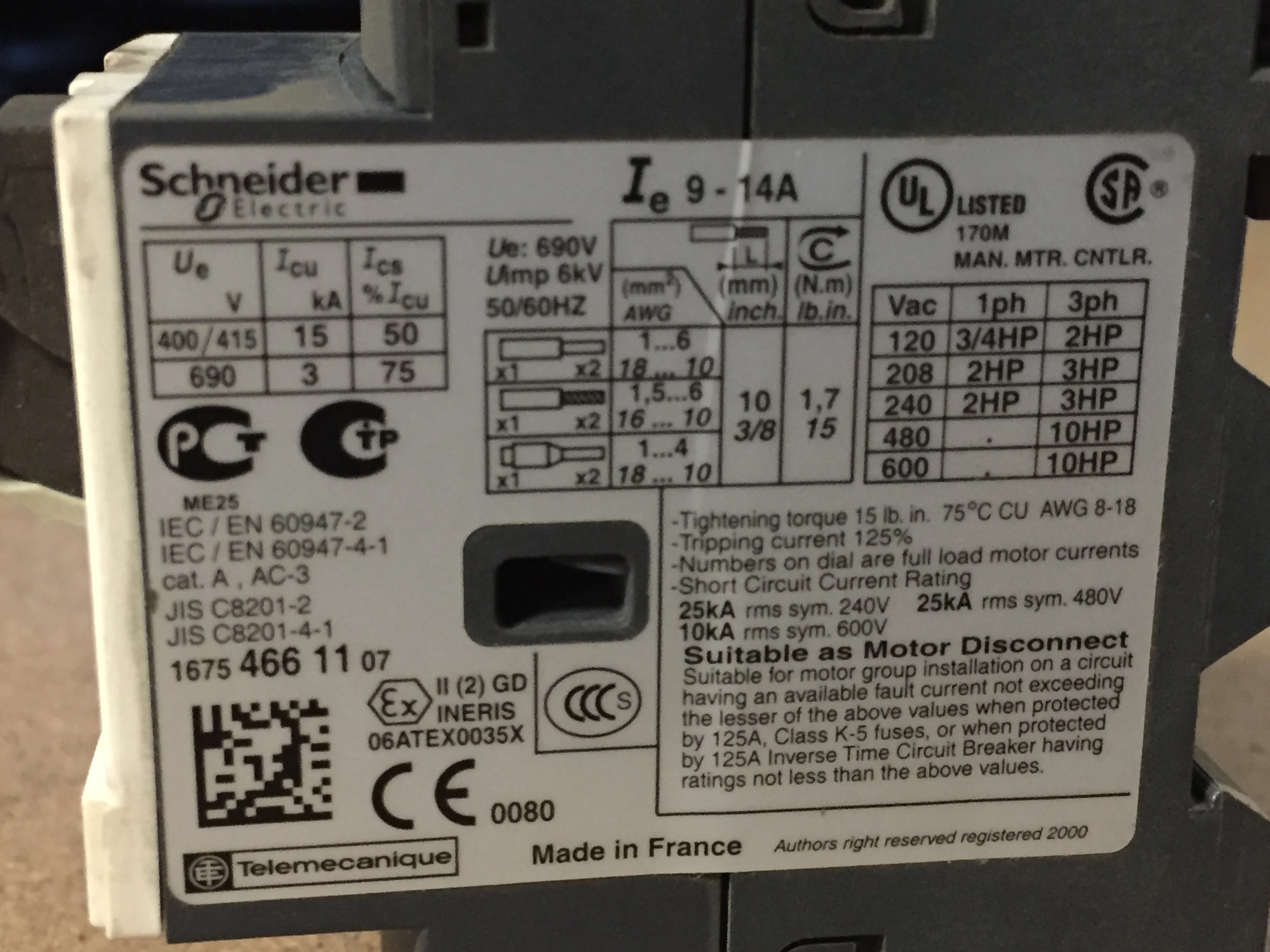 3 Pole 9-14A Motor Circuit Breaker - Image 4