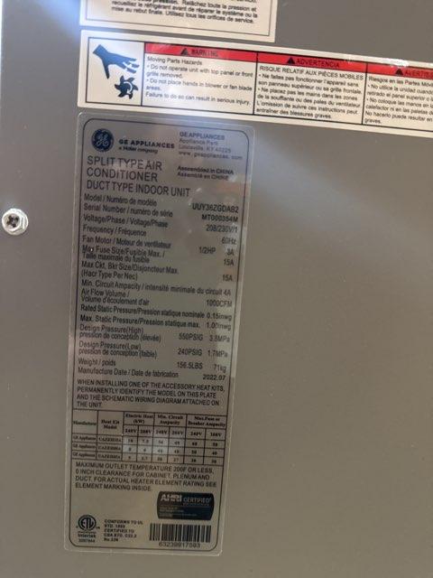 3 Ton AC/HP Up/Horz PSC Communicating Compatible Air Handler 208-230/60/1 R-410A CFM 1000 - Image 2