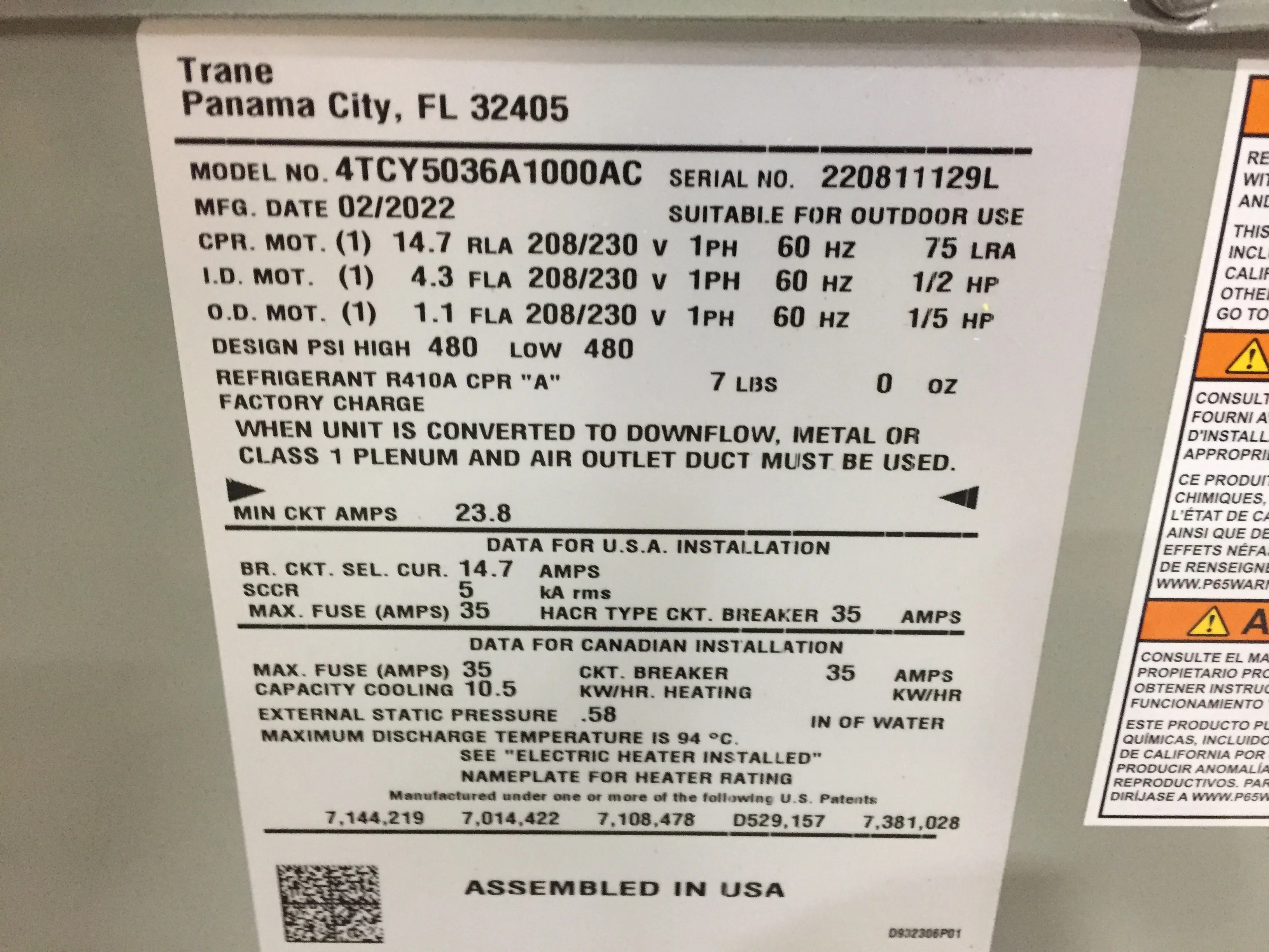 3 TON CONVERTIBLE PACKAGED AIR CONDITIONING UNIT, 15 SEER, 208-230/60/1, R410A - Image 4