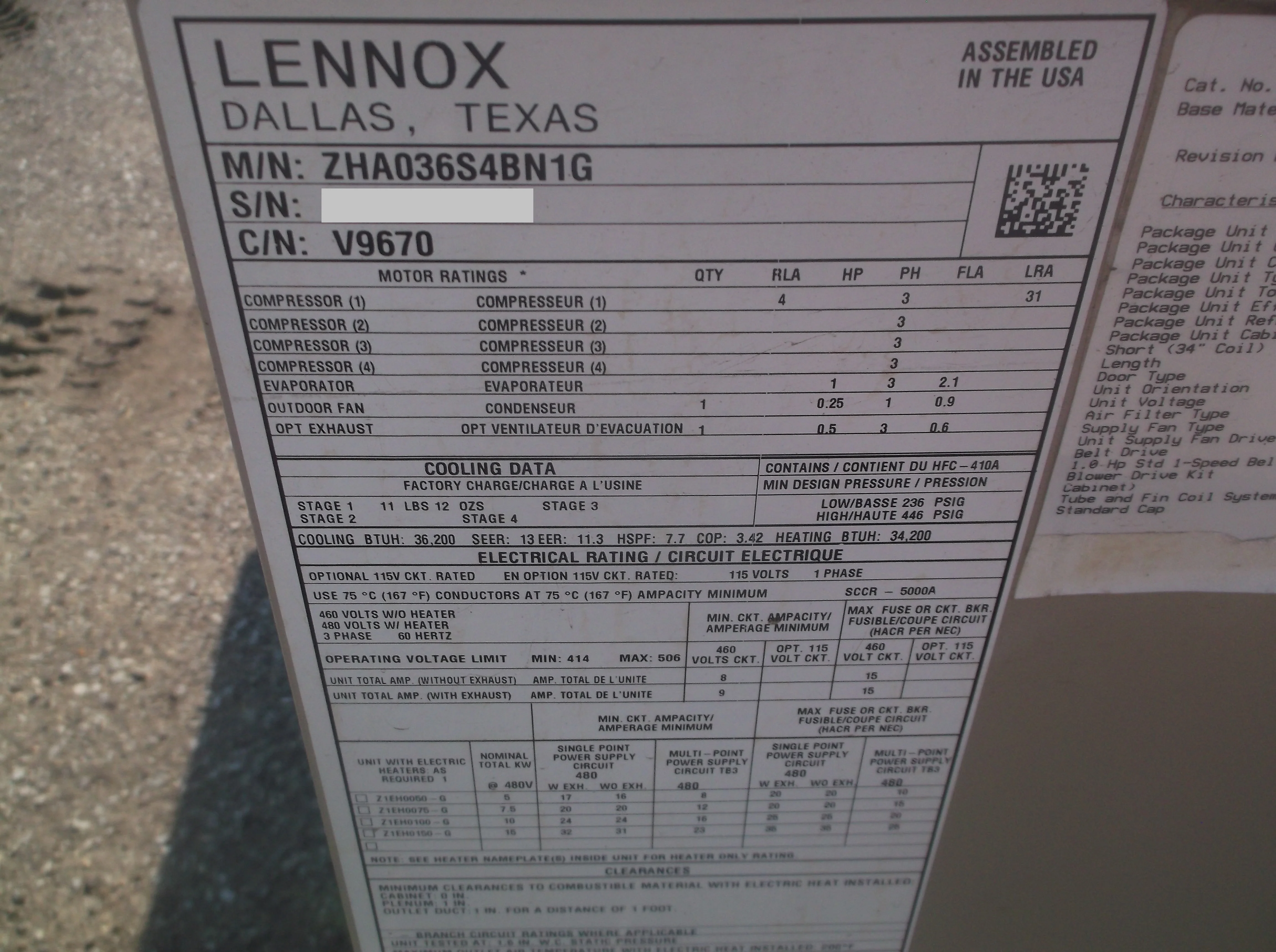 3 Ton Convertible Packaged Heat Pump, 13 Seer 460/60/3 R-410A - Image 4