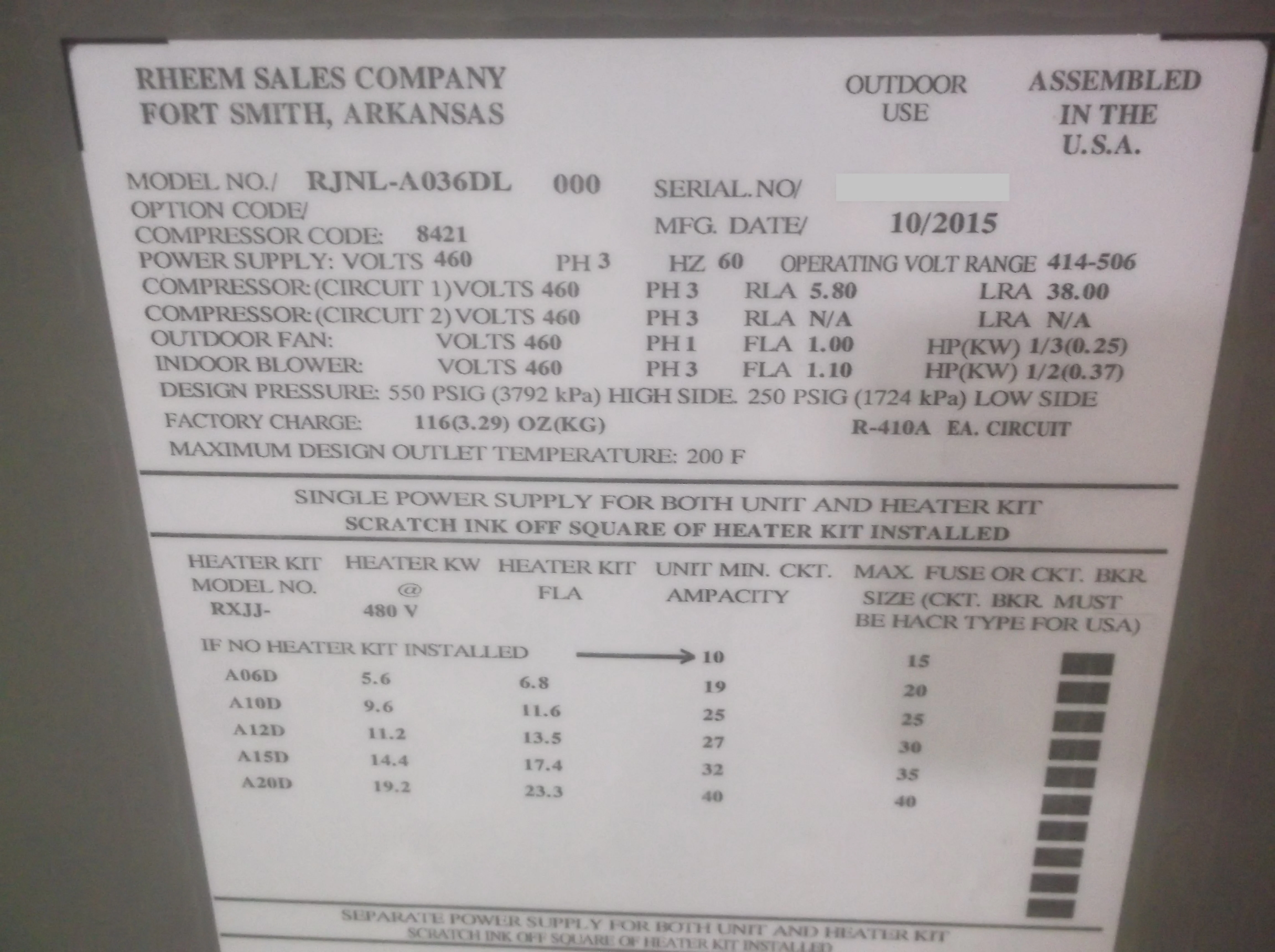 3 Ton Convertible Packaged Heat Pump Unit 13 Seer 460/60/3 R-410A - Image 4