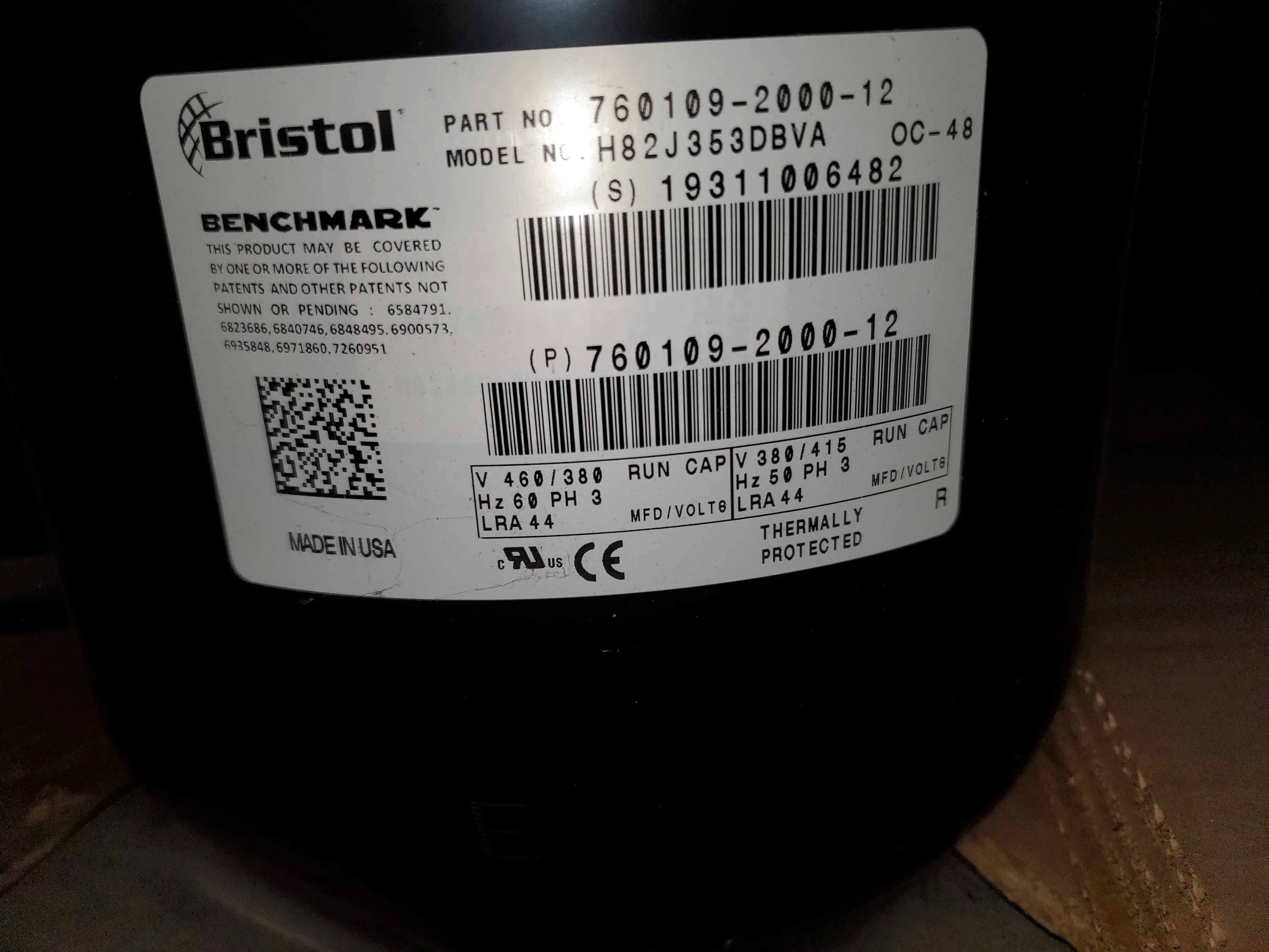 3 TON HIGH TEMP AC/HP "BENCHMARK" MODEL RECIPROCATING COMPRESSOR, 380-460/380-415/60-50/3 R-410A - Image 3