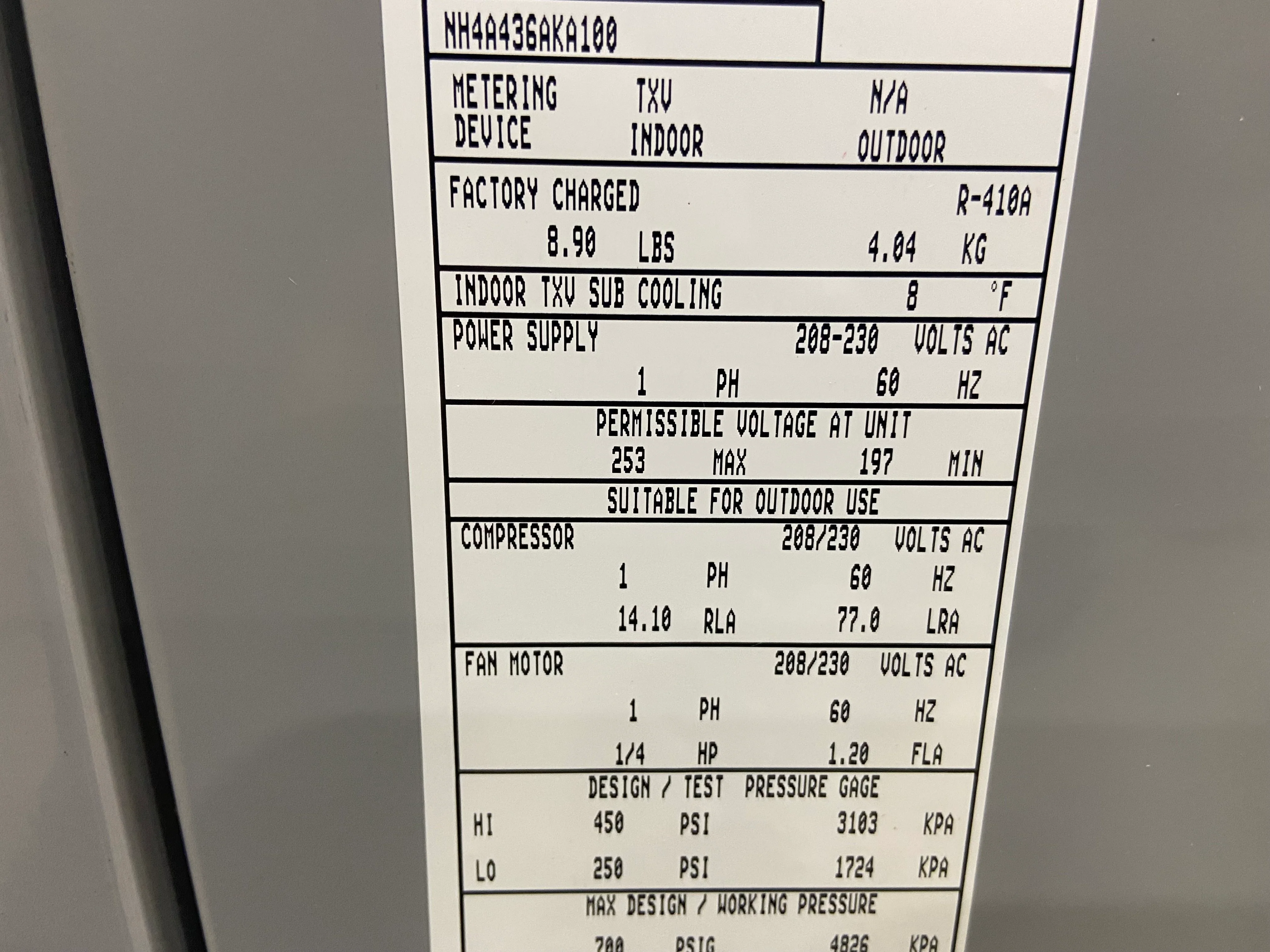 3 Ton Horizontal Air Conditioning Outdoor Unit; 14 SEER, 208/230-60-1, R410A, Damaged - Image 4