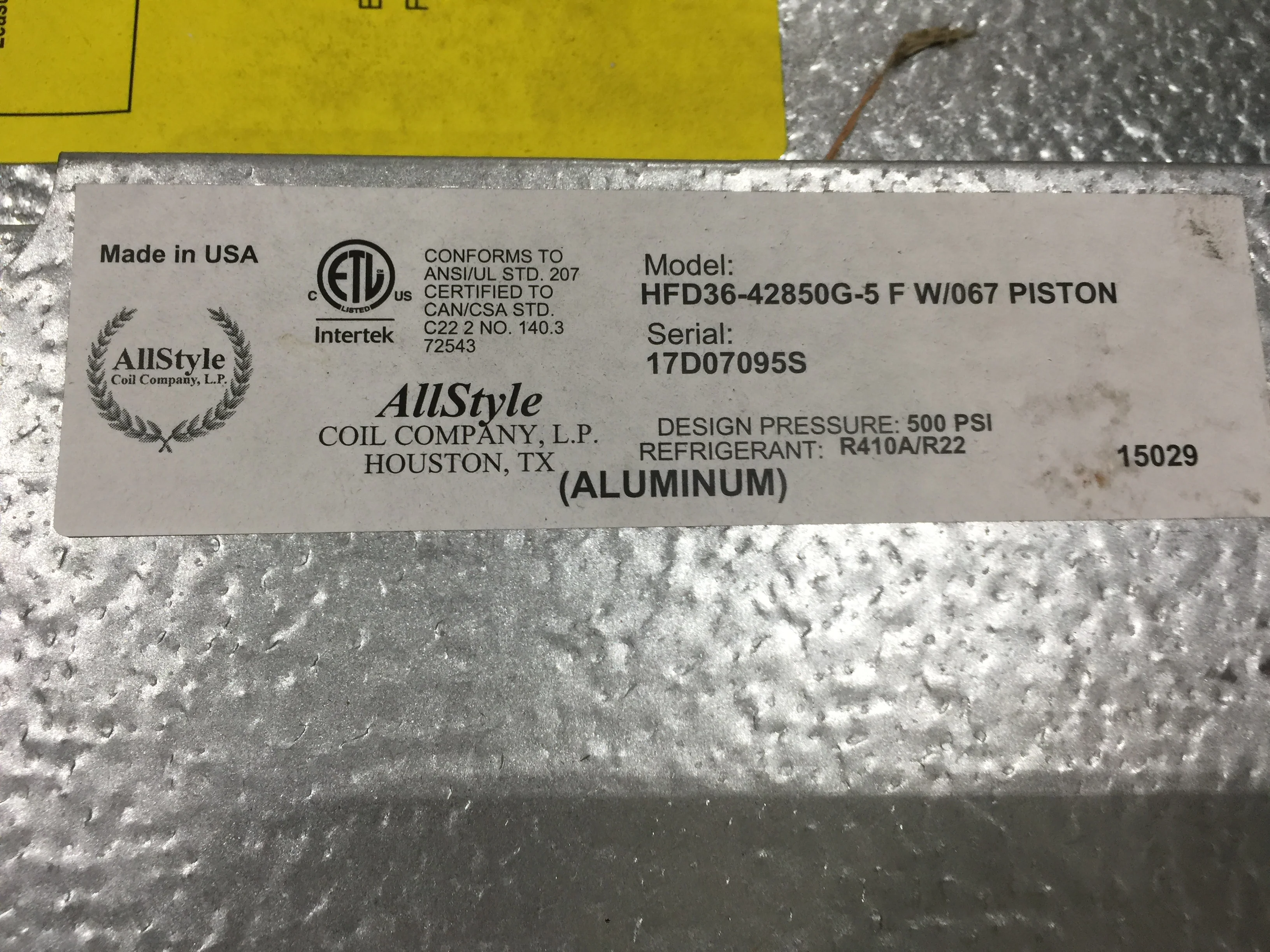3 Ton Horizontal Ceiling Fancoil W/067 Piston 5 Kw Heat 13 SEER 208-230/60/1 R-410A - Image 11