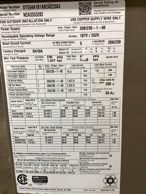 3 Ton Single-Stage Convertible Packaged Heat Pump Unit, 15 SEER, 208-230/60/1, R410A - Image 6