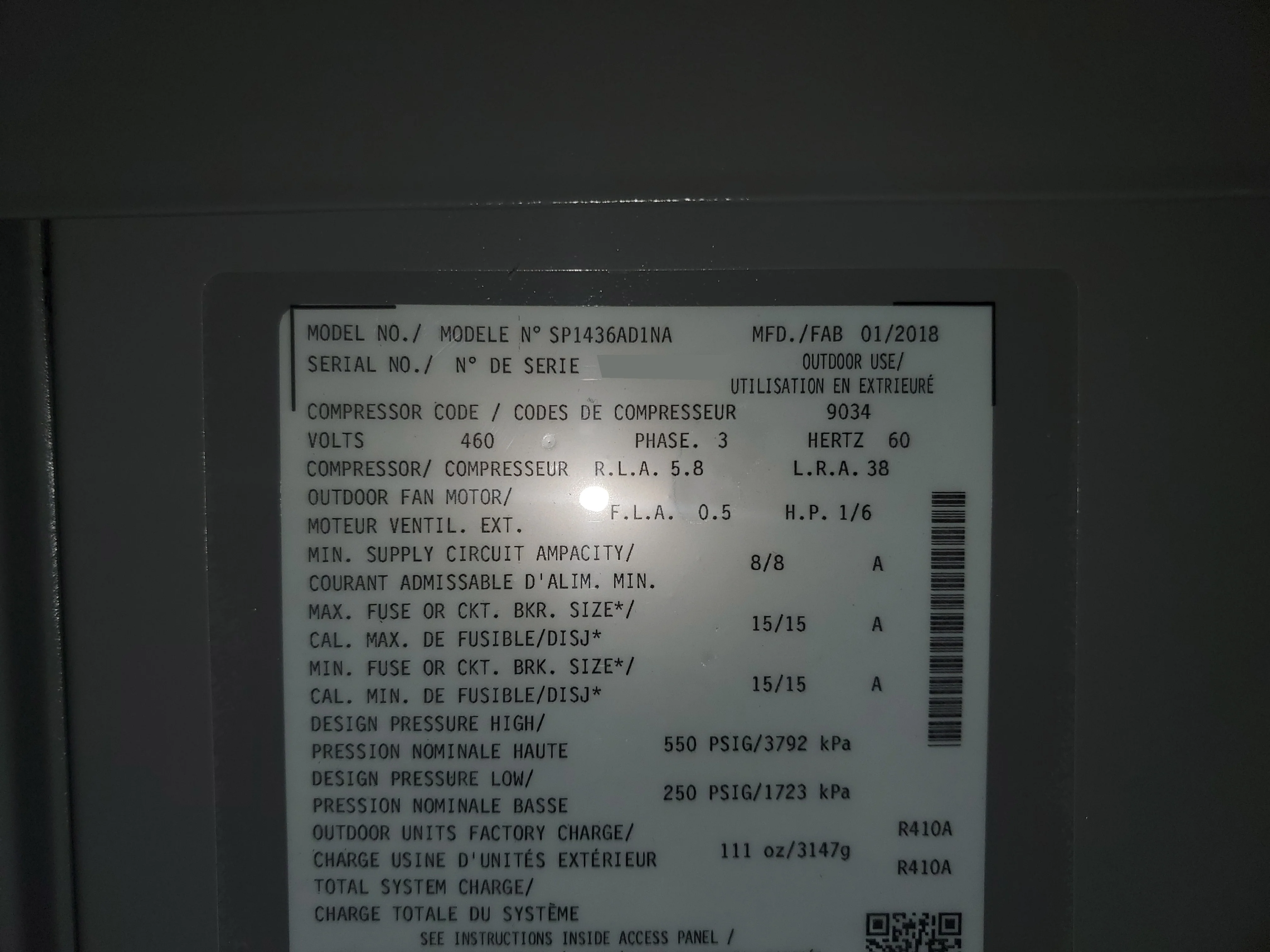 3 Ton Split System Heat Pump, 14 Seer 460/60/3 R-410A - Image 5