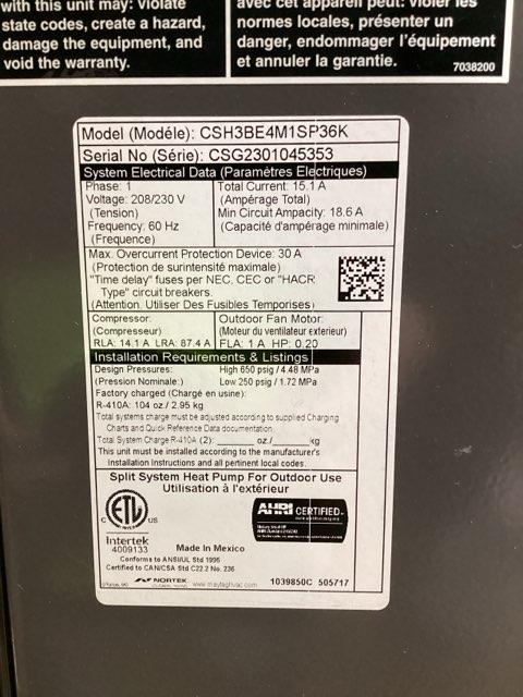 3 Ton Single Stage Split-System Heat Pump 208-230/60/1 R410A 14 SEER - Image 4