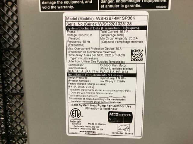 3 Ton Single Stage Split-System Heat Pump 208-230/60/1 R410A 16 SEER - Image 2