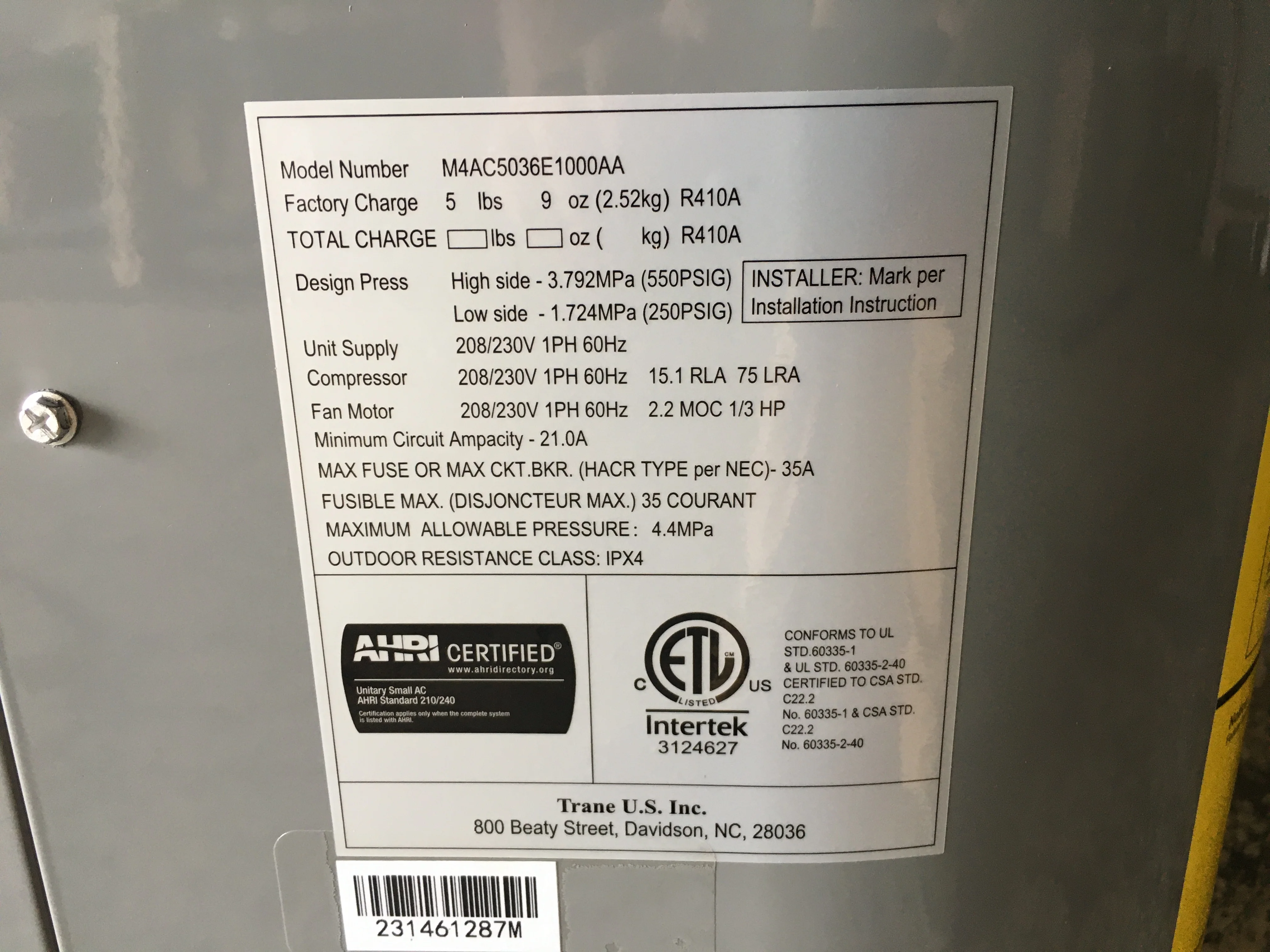 3 Ton Split-System Air Conditioner; 208-230/60/1, R-410A, 14.3 SEER2 - Image 5