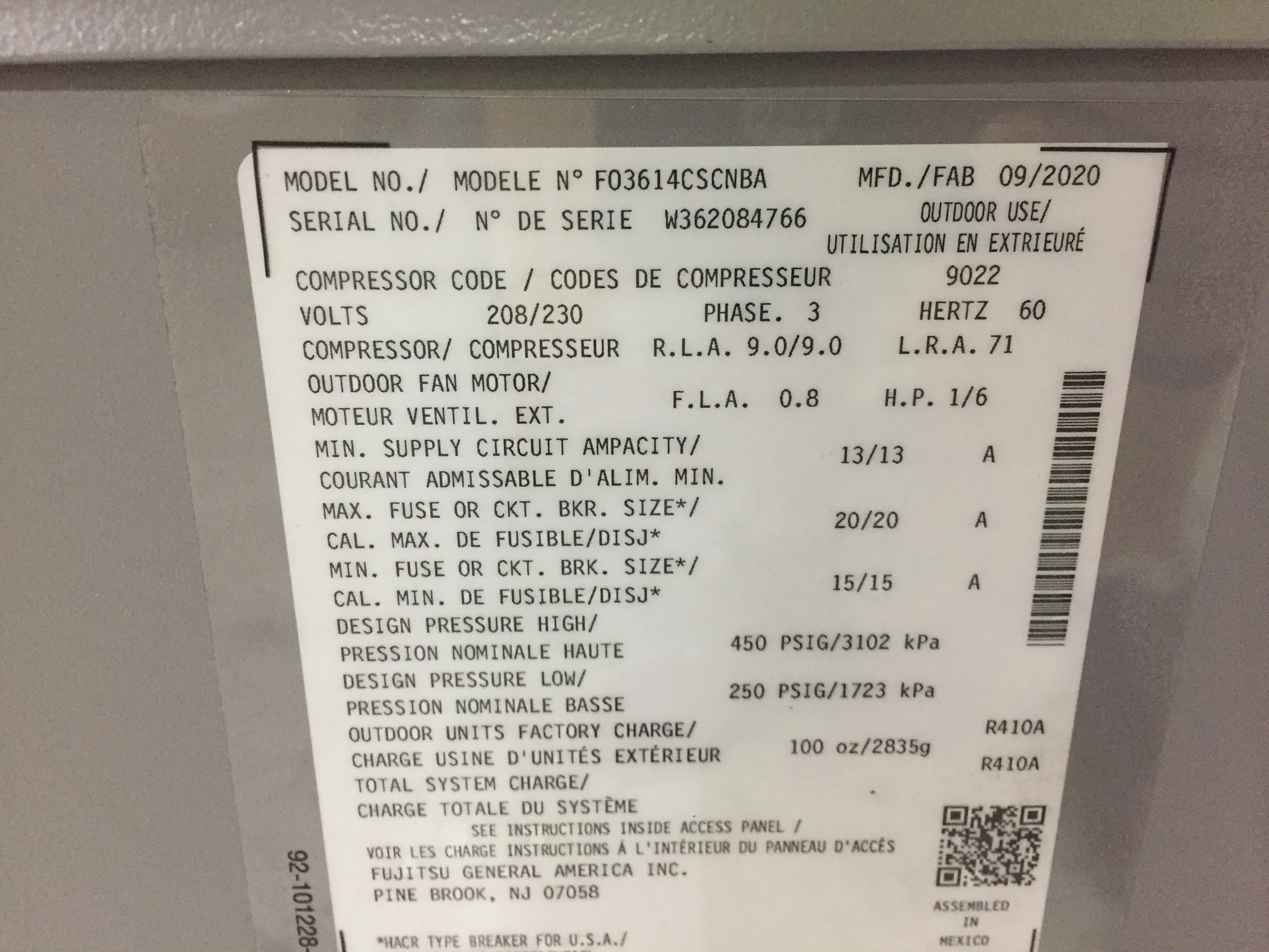 3 Ton Split-System Air Conditioner; 208-230/60/3, R410A, 14 SEER - Image 4