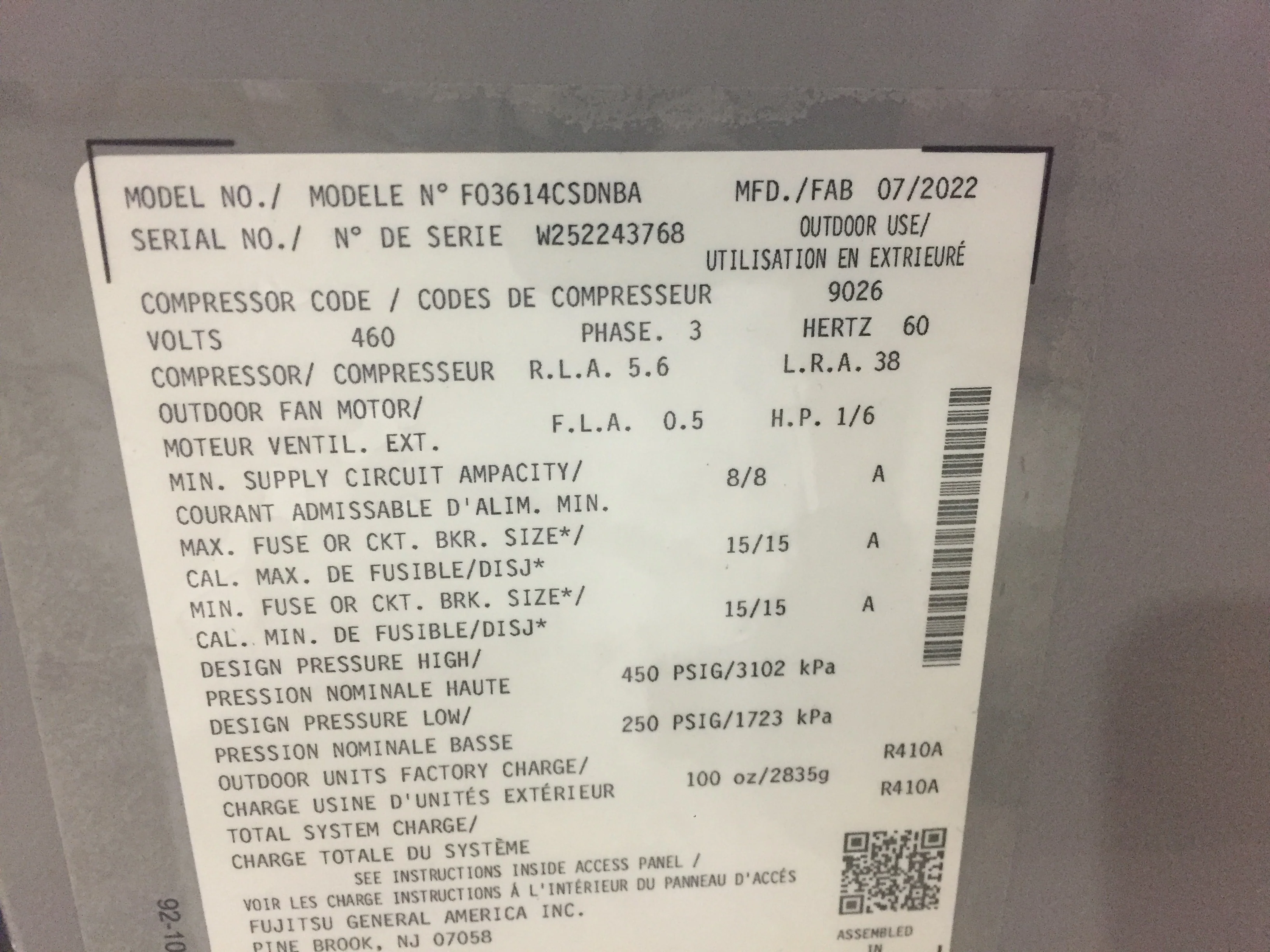 3 Ton Split-System Air Conditioner 460/60/3 R410A 14 SEER - Image 5