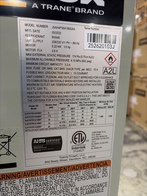 3 Ton SS AC R454B 13.4 SEER2, 3 Ton Multi Air Handler, 10KW Heat Kit with Breaker, 1.5-3 Ton TXV Kit - Image 8