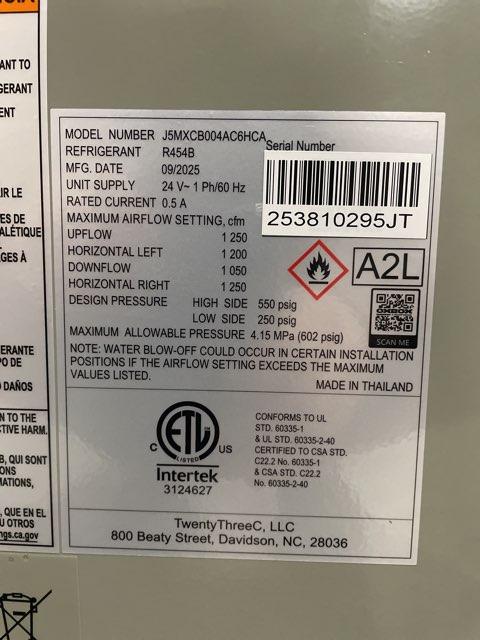 3 Ton SS AC R454B 13.4 SEER2, 3 Ton Multi Cased A Coil with 60,000 BTU Multiposition Gas Furnace 80% - Image 9