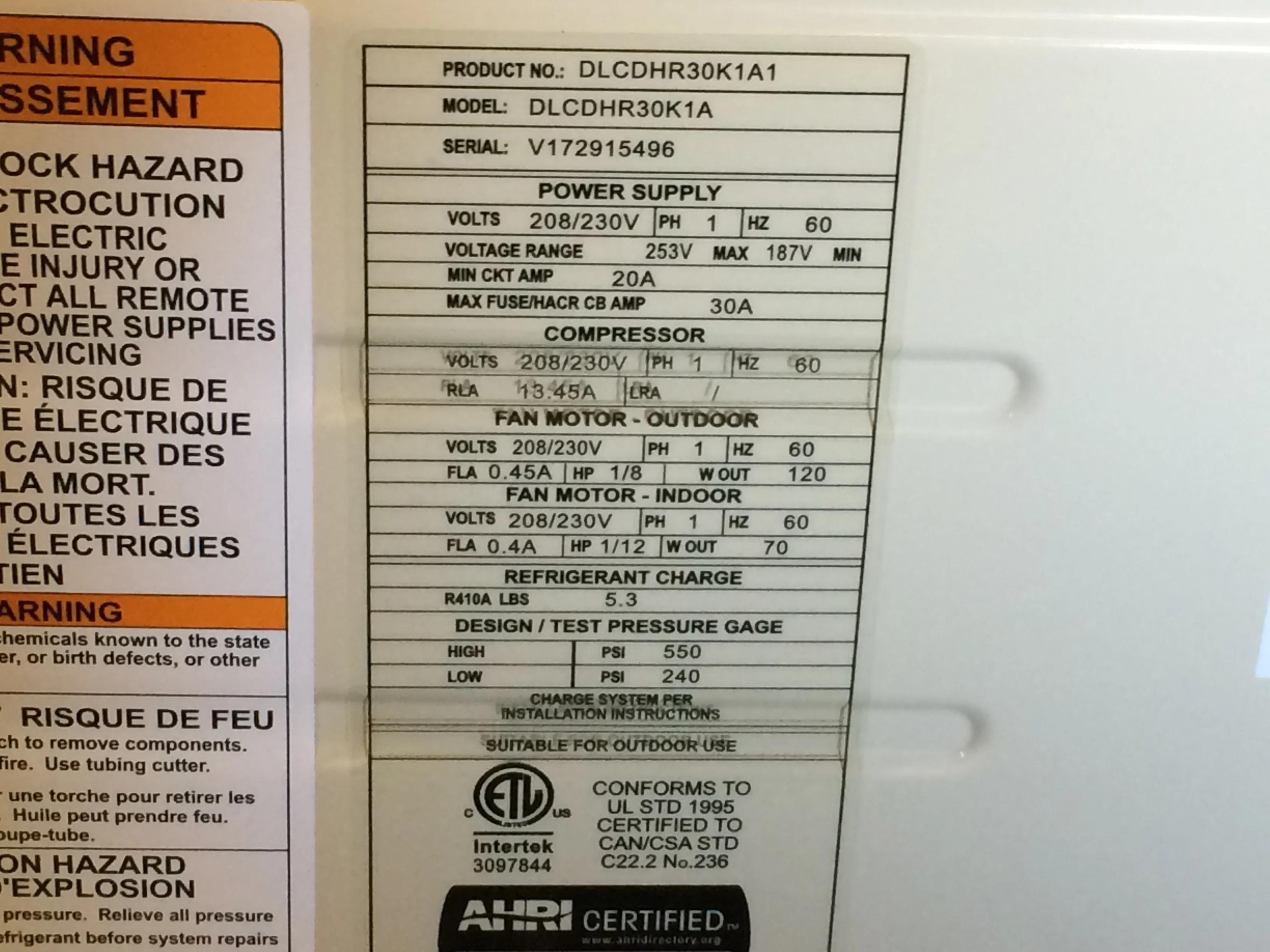 30,000 BTU Outdoor Mini-Split Heat Pump Unit 208-230/60/1 R-410A - Image 5
