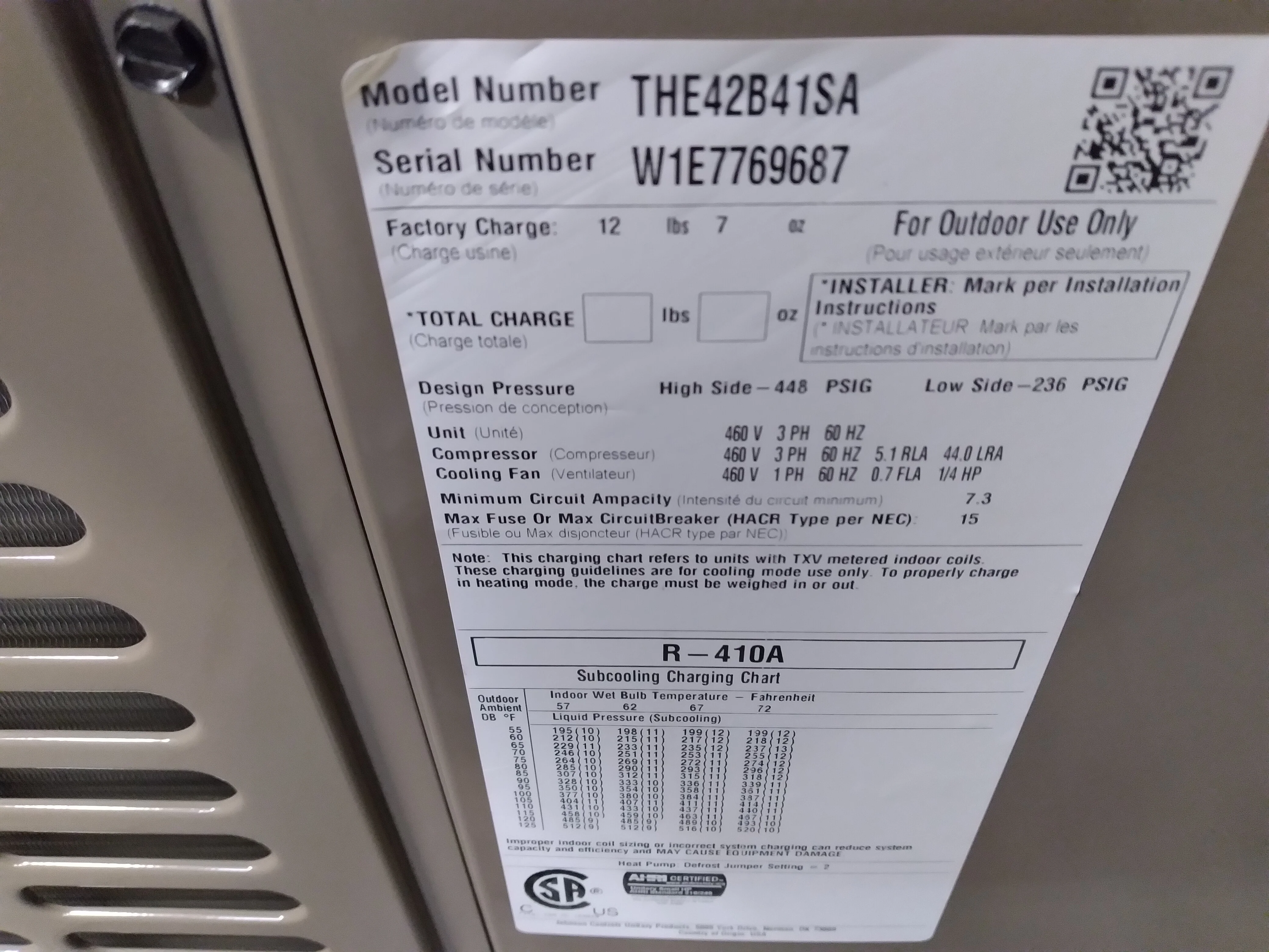 COMMERCIAL USE ONLY 3.5 Ton 3 Stage Split System Heat Pump, 14 SEER, 460/60/3, R410A - Image 4