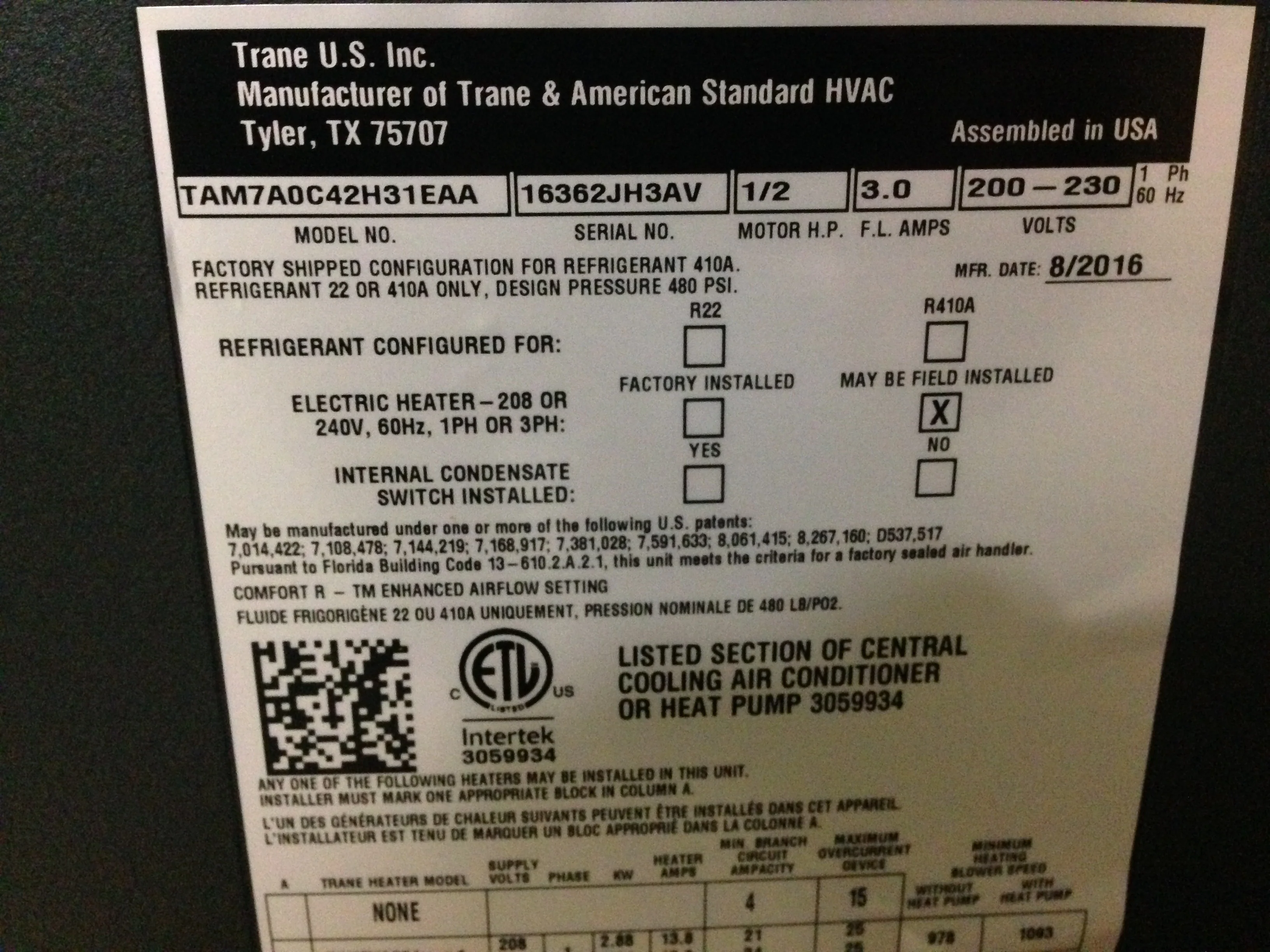 3.5 Ton AC/HP 4-Way Multiposition Variable Speed Fancoil 200-230/60/1 R-410A CFM 800-1600 - Image 5