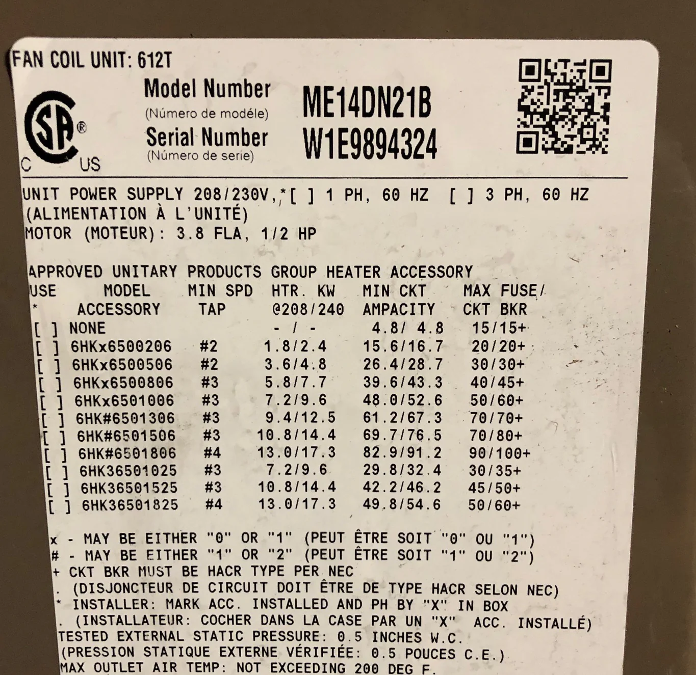 3.5 Ton AC/HP Multiposition ECM Controlled Air Handler/Less Coil, 208-230/60/1 CFM:1400 **Coil - Image 3
