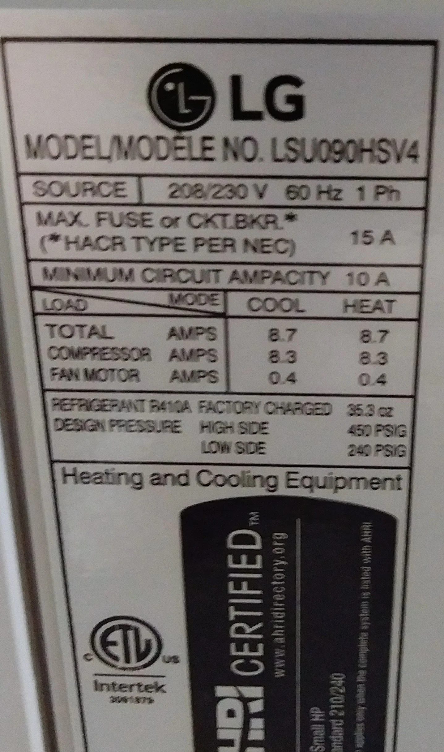 3/4 Ton Hi Eff Single-Zone OD Mini-Split Heat Pump  W/Inverter, 215 Seer 208-230/60/1 R-410A - Image 5