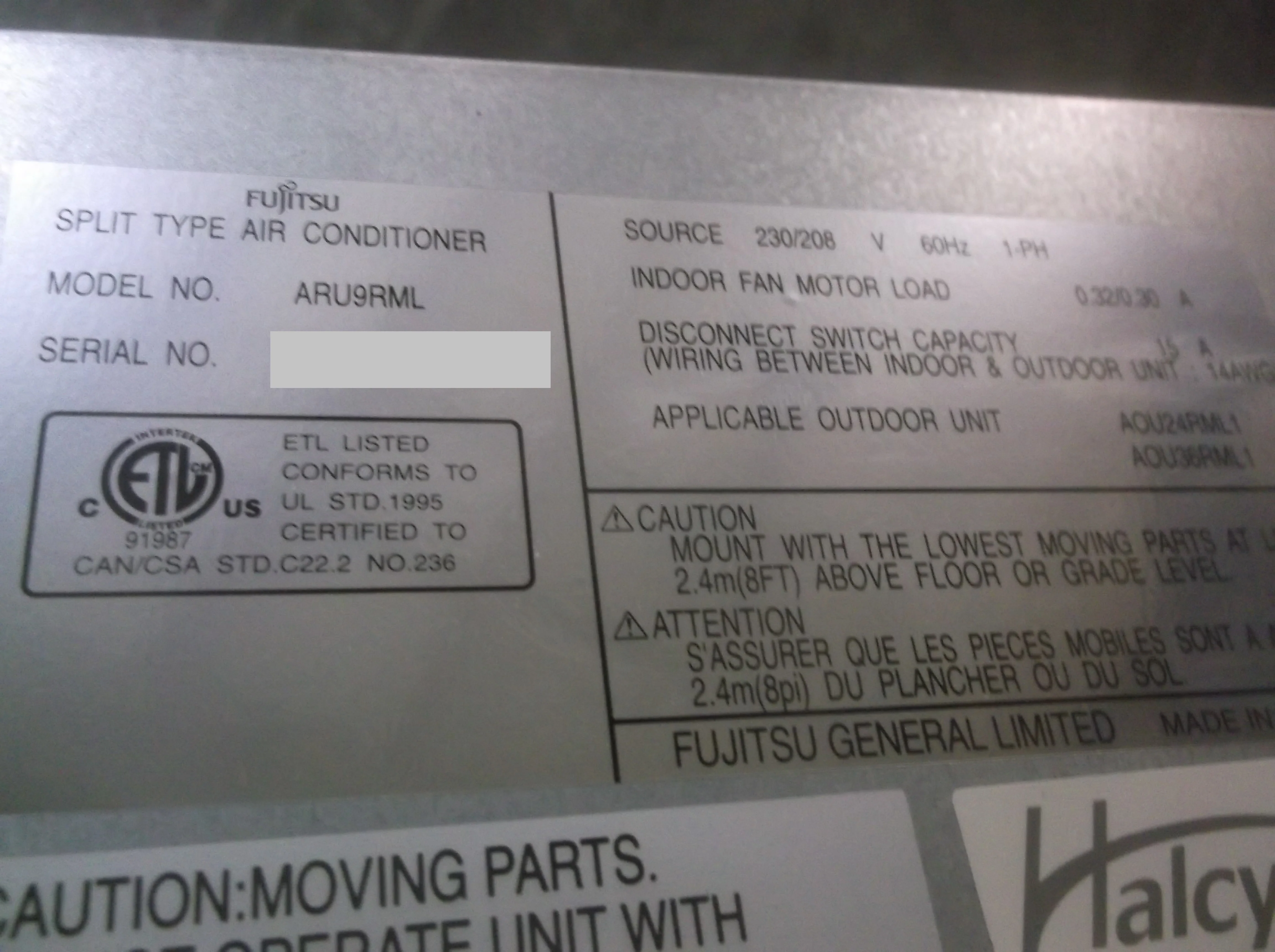 3/4 Ton Mini-Split Indoor Air Handler Unit, 208-230/60/1 R-410A - Image 4