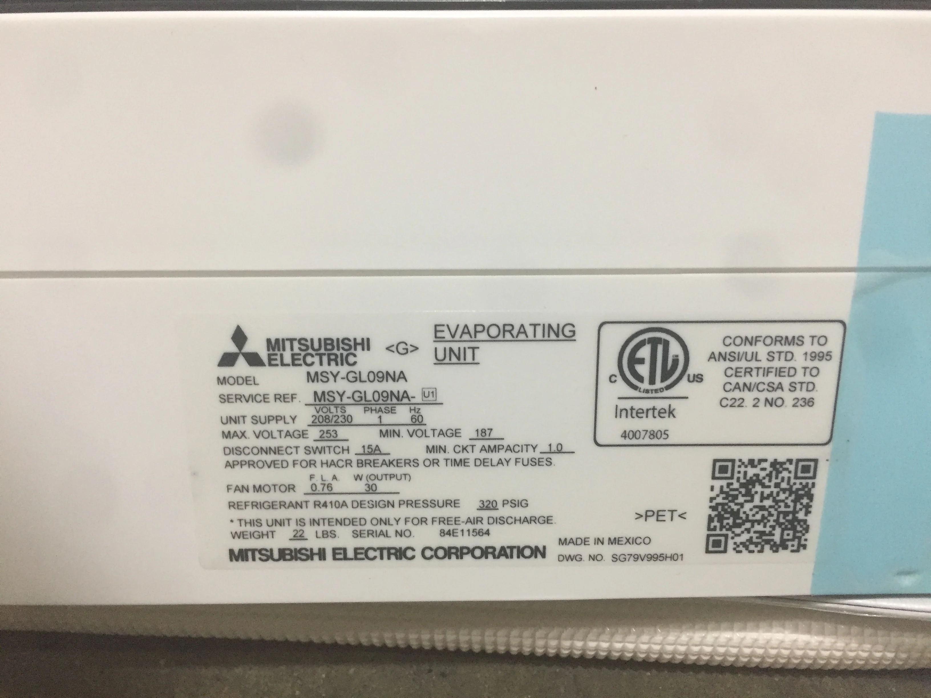 3/4 Ton M Series" Single-Zone "Inverter" Indoor Mini-Split Air Conditioner Evaporating Unit - Image 4