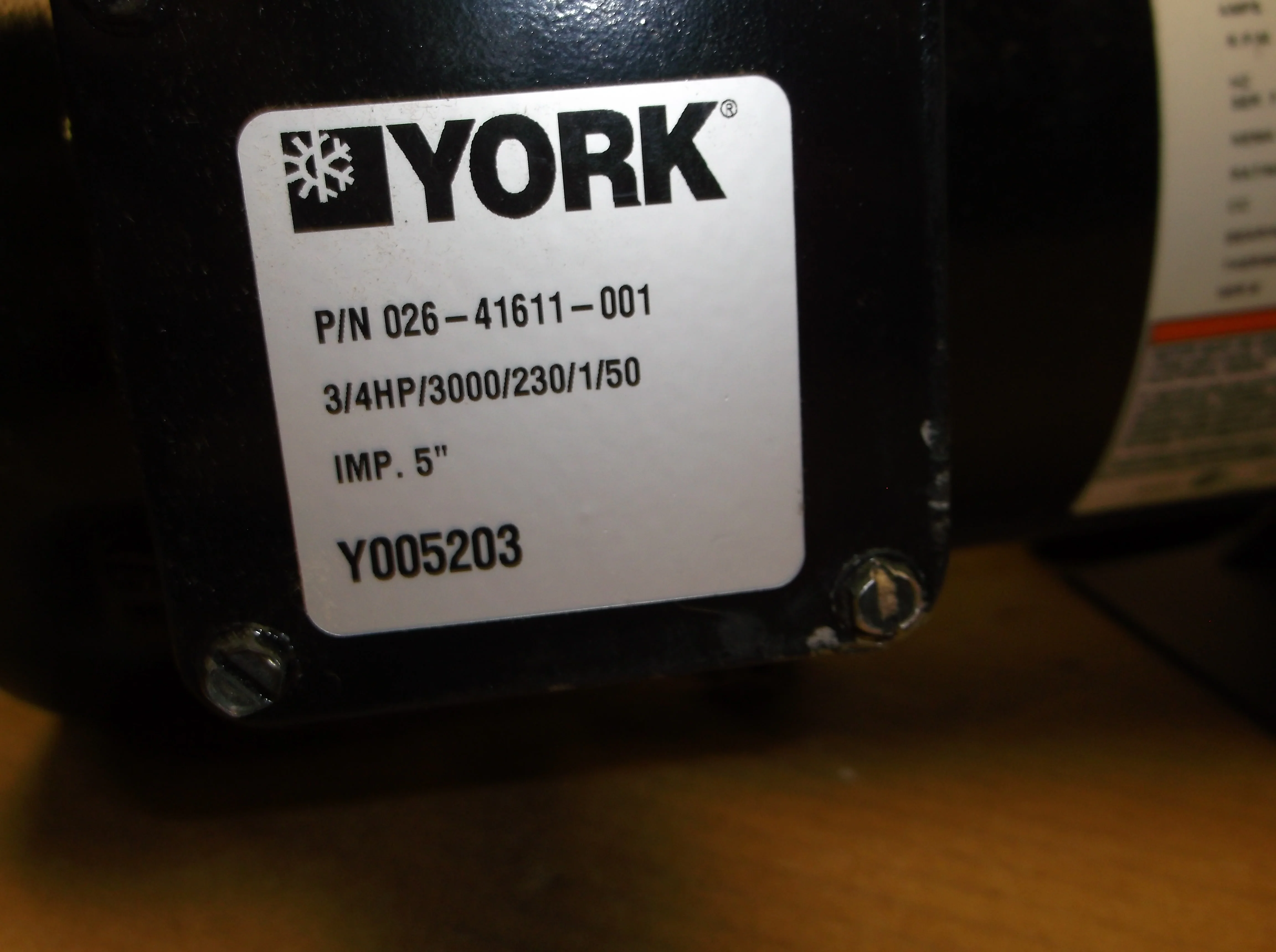 3/4HP York Single State Centrifugal Pump 120-240/50/1 RPM:2850 - Image 3