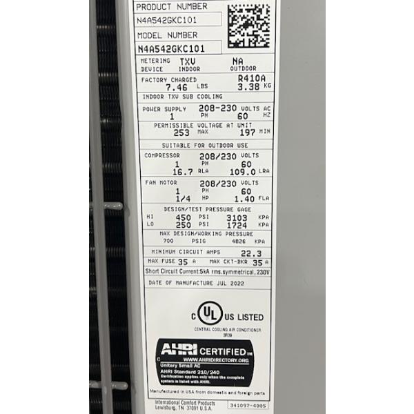 3.5 Ton 14 Seer Air Conditioner With 3.5 Ton UPFlow/Horizontal Air Handler 208-230/60/1 - Image 4