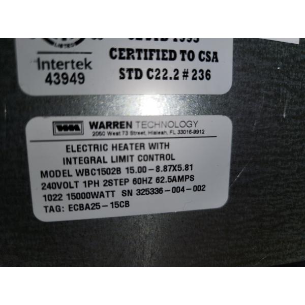 3.5 Ton AC/HP Const Torq Up/Horz Air Handler W/ 15Kw Heat Kit, 208-240/60/1 R-410A CFM:1600 - Image 5