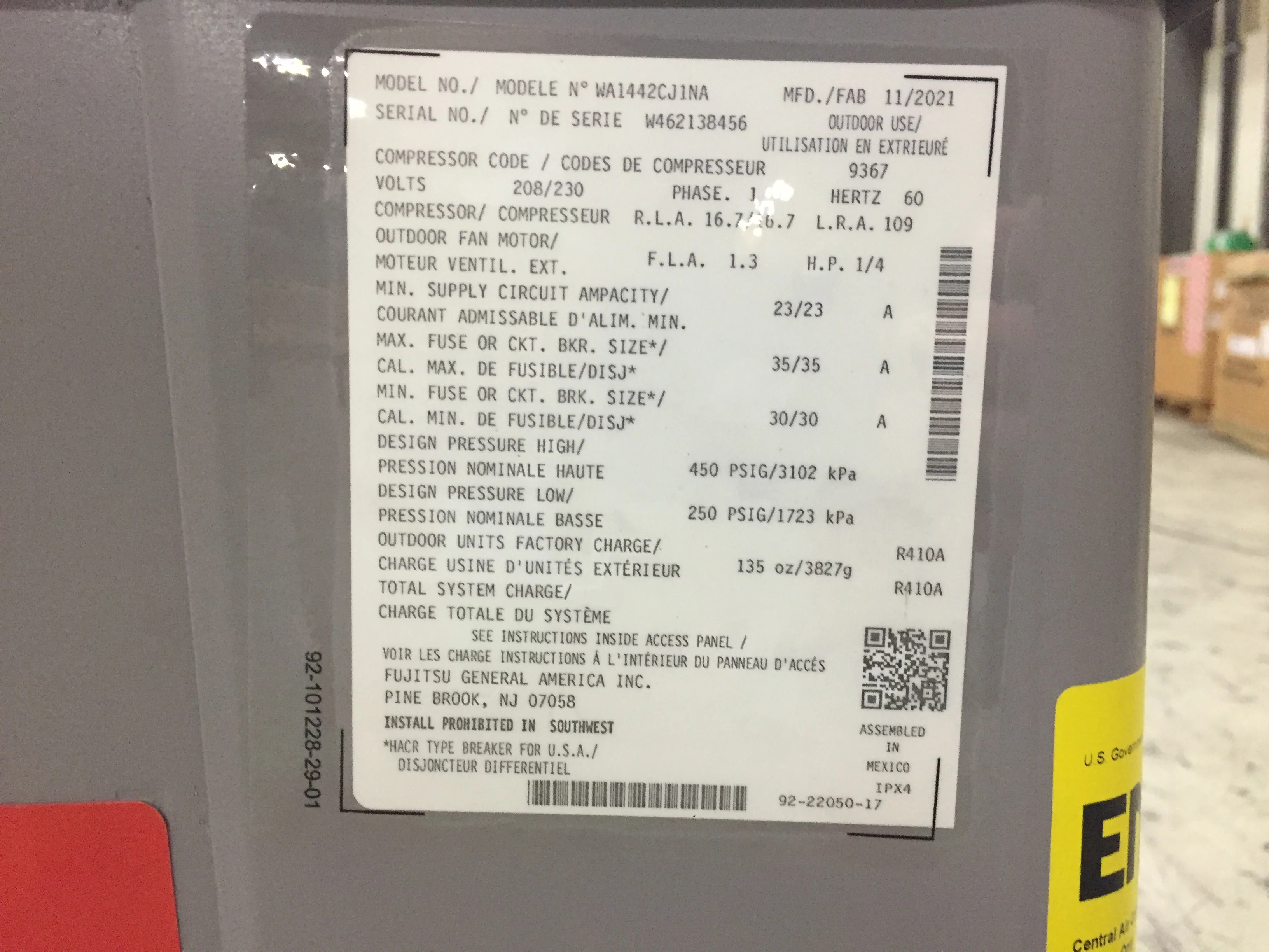 3.5 Ton Split-System Air Conditioner; 208-230/60/1, R-410A, 14 SEER - Image 4