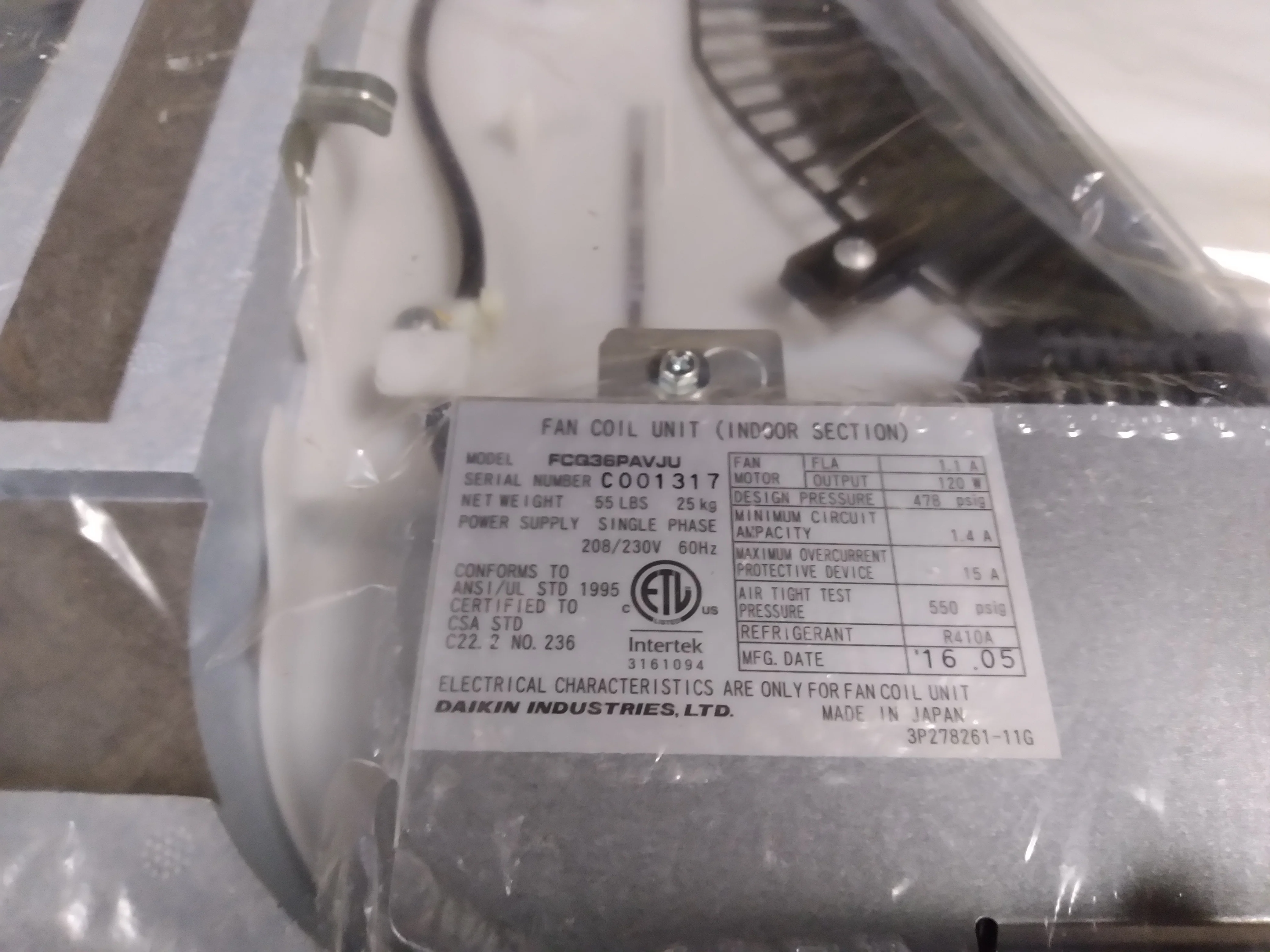 36,000 BTU AC/HP Horiz Ducted Concealed ID Mini-Split Heat Pump, 175 SEER, 208/230-60-1, R410A - Image 2
