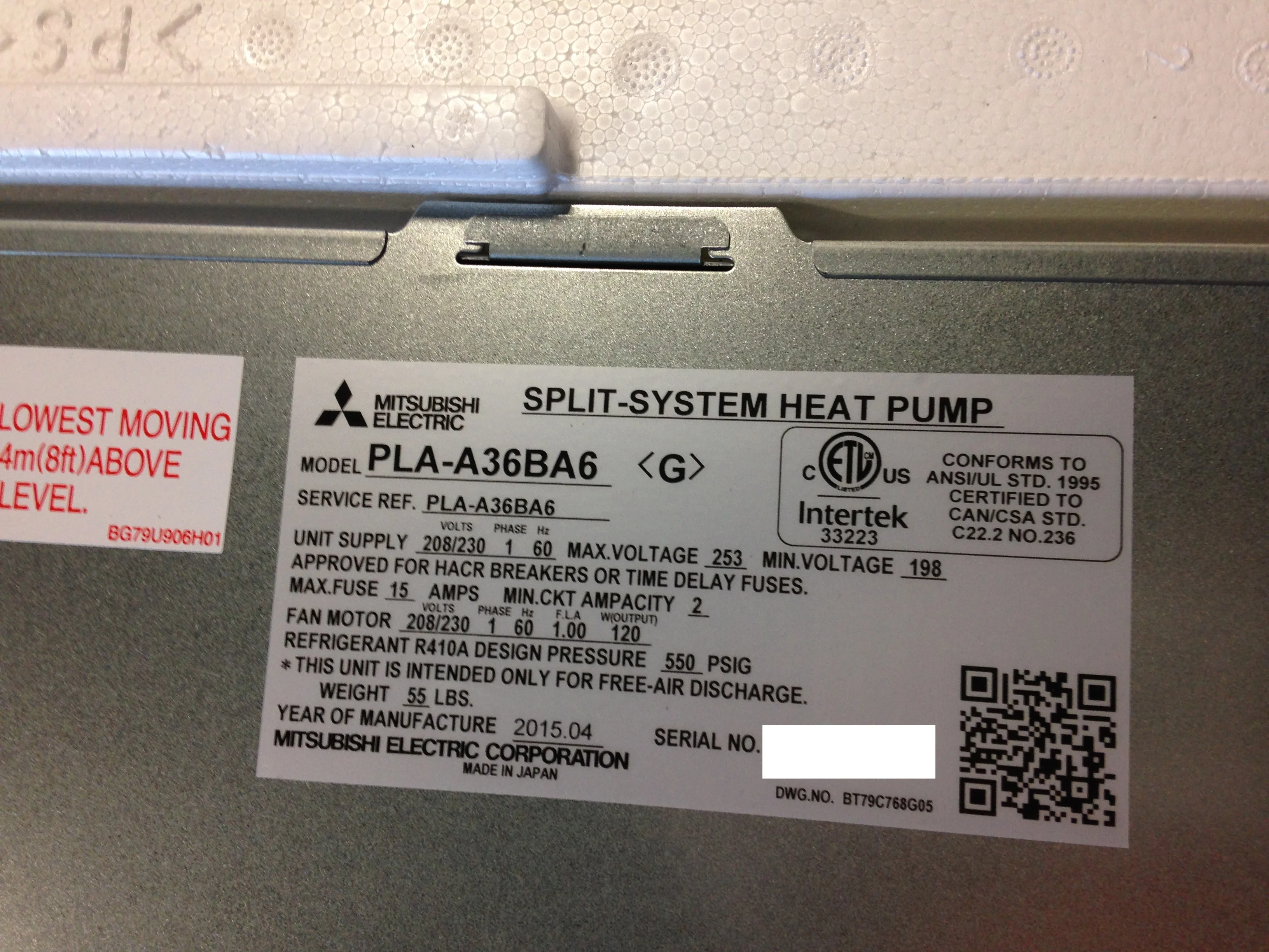 36,000 BTU Ceiling Recessed Cassette Indoor Heat Pump Mini-Split Unit, 208-230/60/1 R-410A CFM 1060 - Image 5