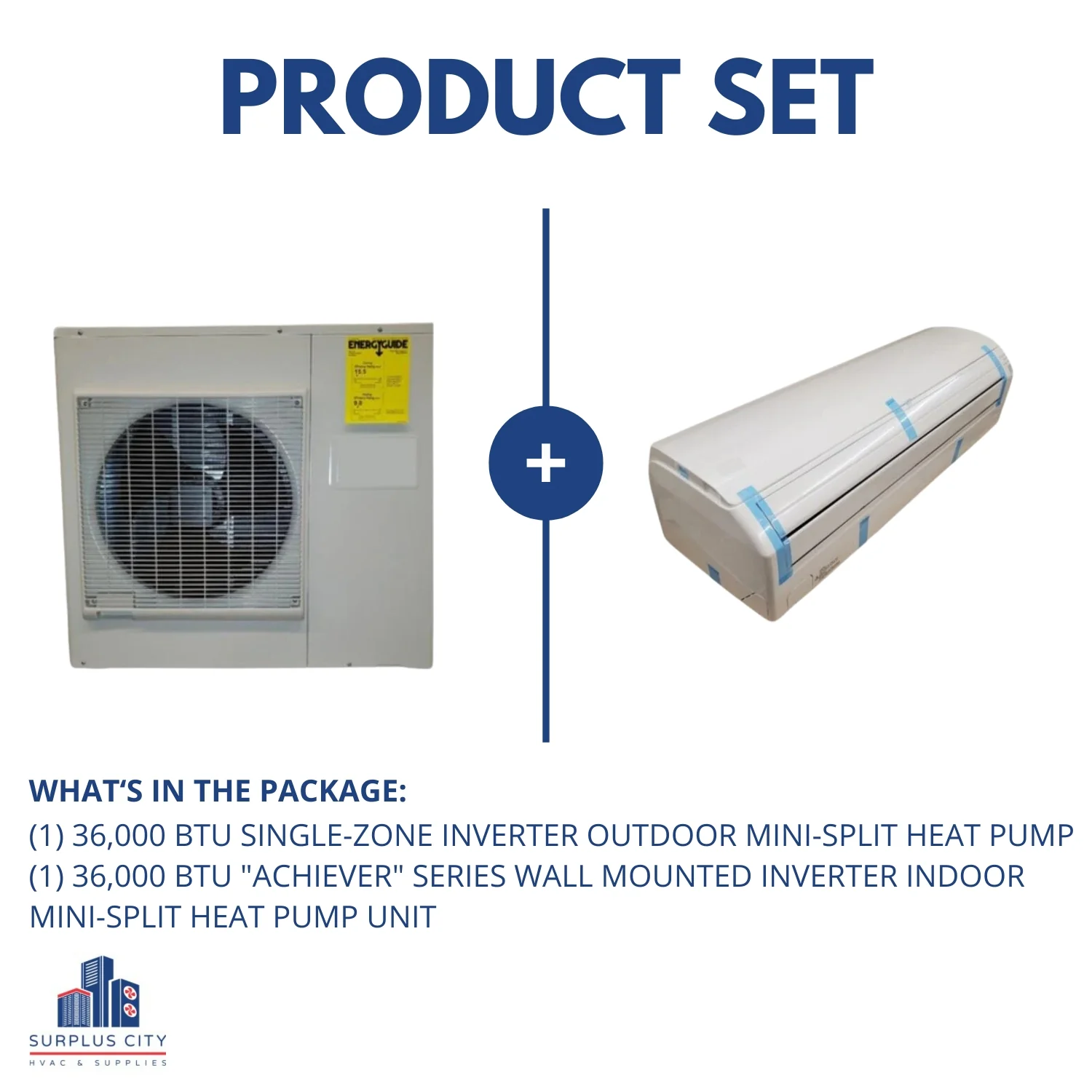 36,000 Btu Single-Zone Inverter Mini-Split Heat Pump Set, 208-230/60/1 R-410A 15.5 Seer